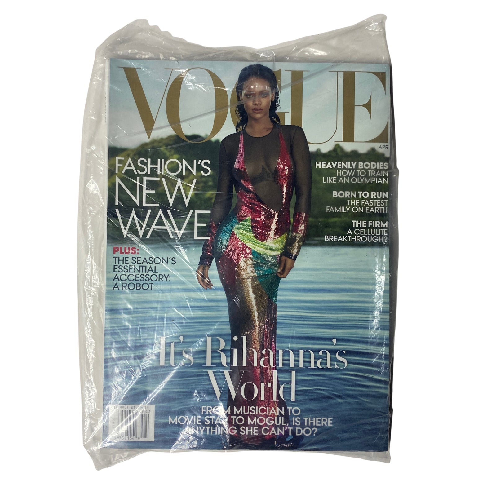 Vogue Magazine April 2016 cover featuring Rihanna in a stunning fashion pose, celebrating her evolution from musician to mogul, brand new and sealed.