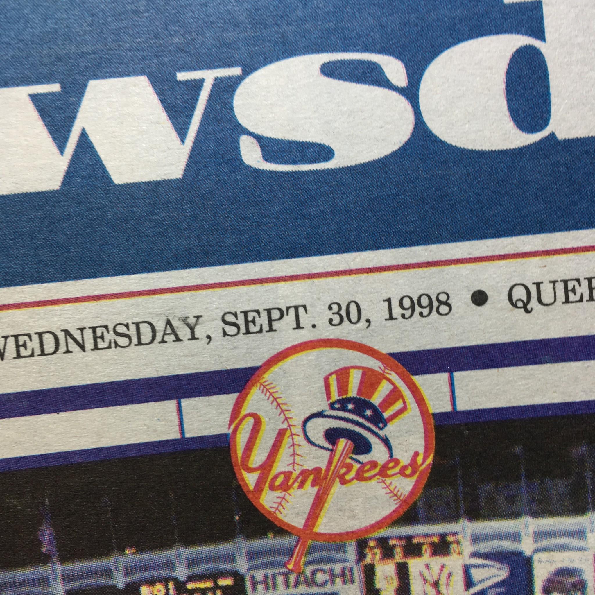 Newsday: Sept 30 1998 That's One Play Off Opener NY New York Yankees Playoffs