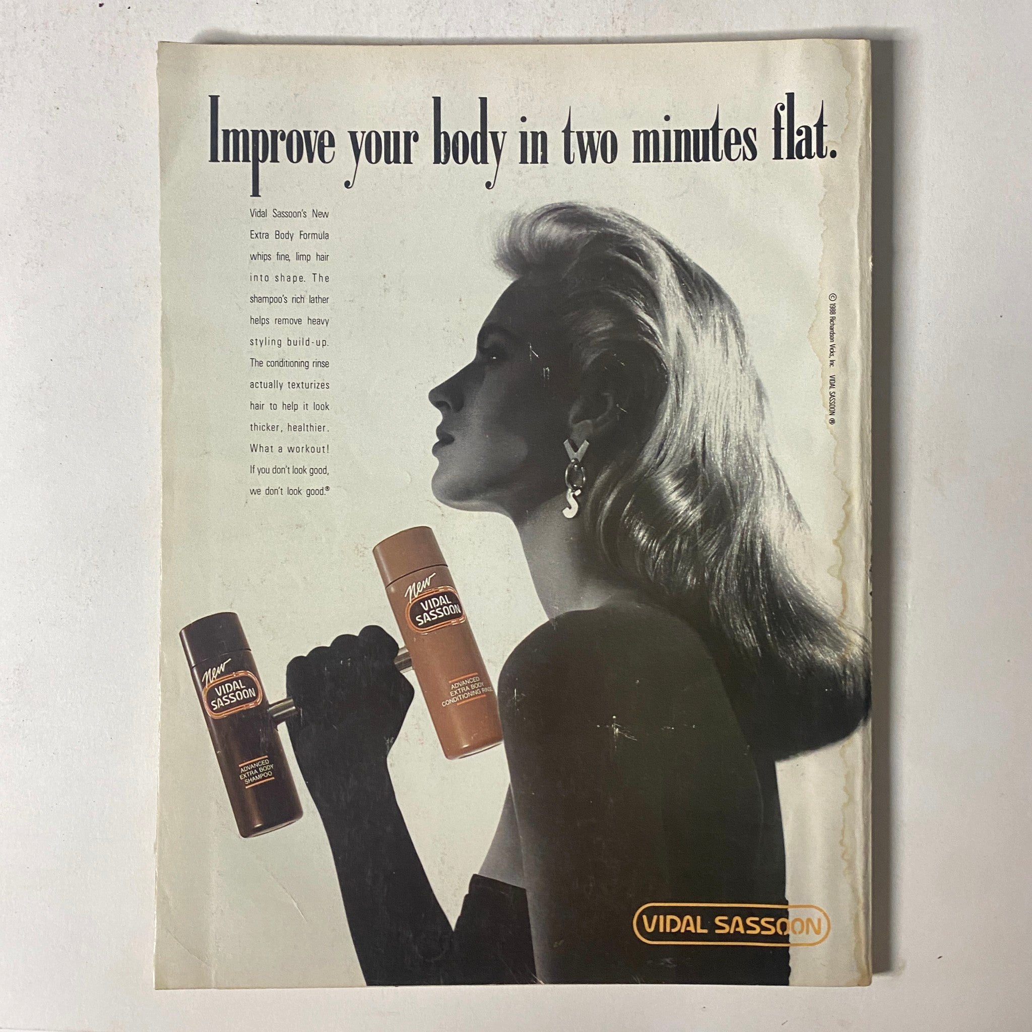Vintage advertisement in Seventeen Magazine June 1988 for Vidal Sassoon promoting body improvement products.