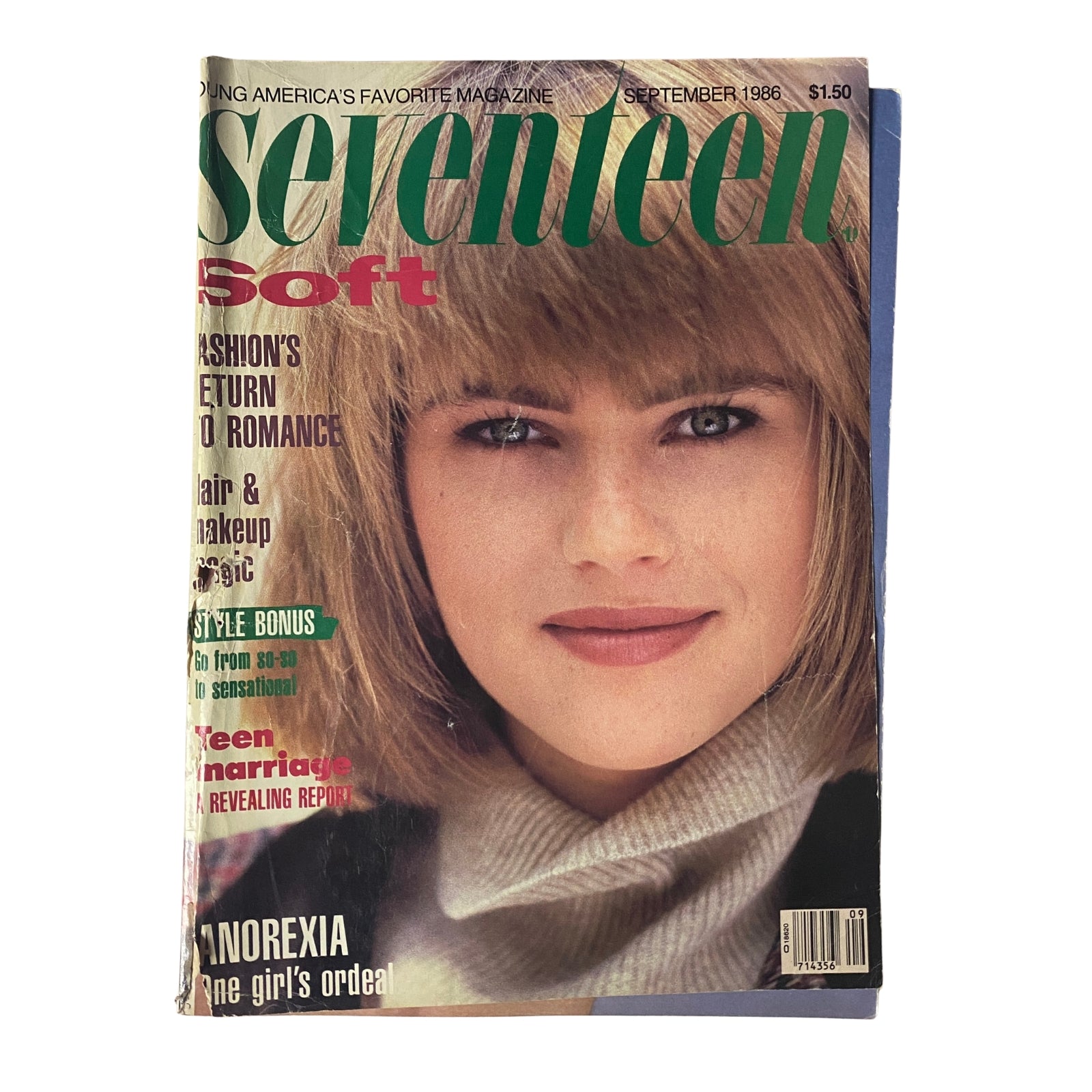 Seventeen Magazine September 1986 cover featuring model Debi Small, emphasizing fashion and beauty trends of the era with a close-up portrait.