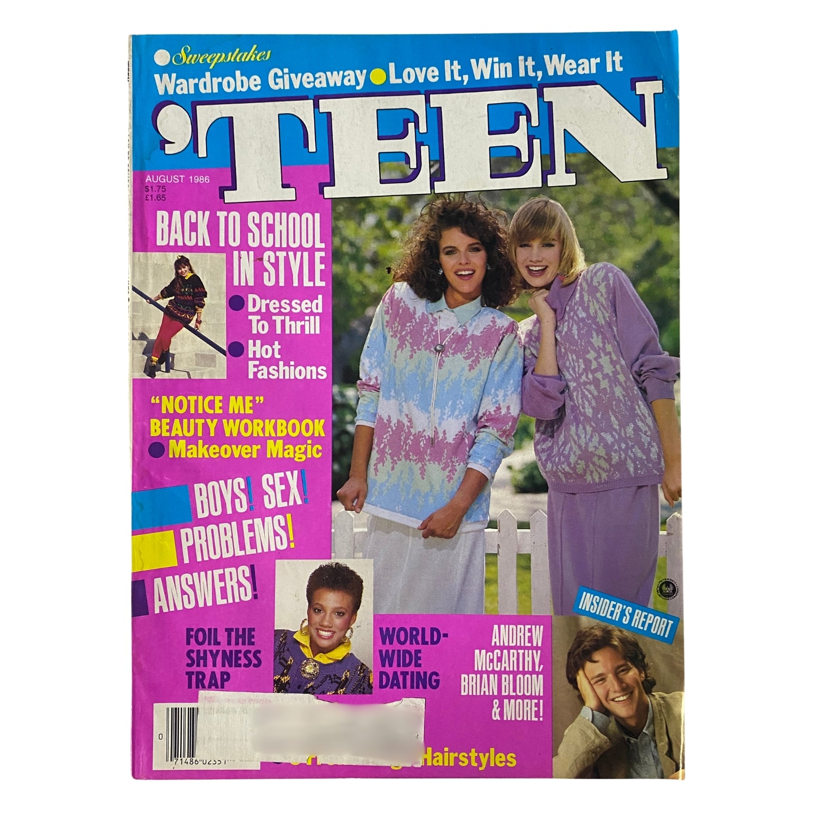 Teen Magazine August 1986 Vol. 30 No. 8 featuring fashion trends and tips, showcasing models in stylish outfits, ideal for vintage magazine collectors.