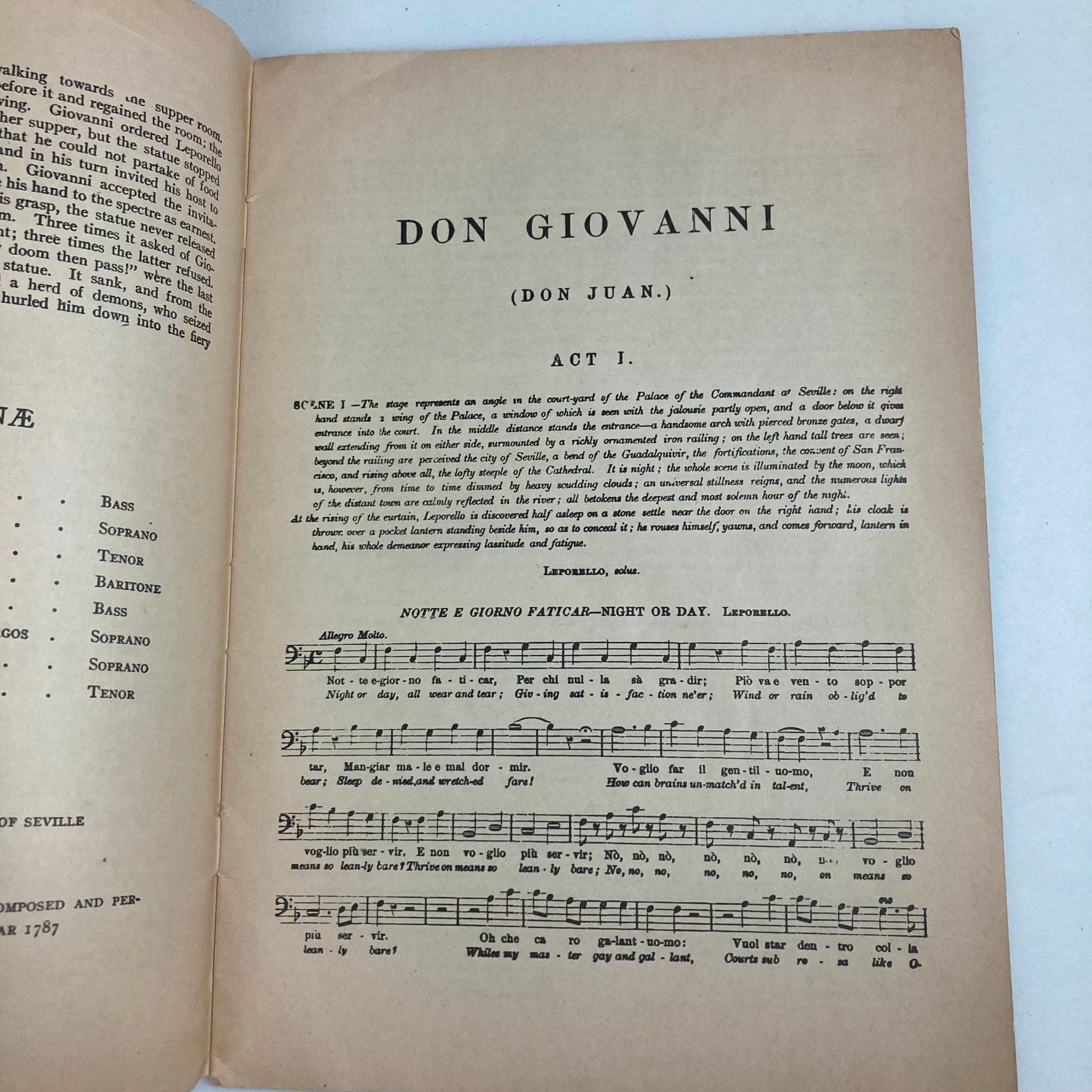 VTG Grand Opera Librettos The Story of Don Giovanni by Mozart  (Don Juan)