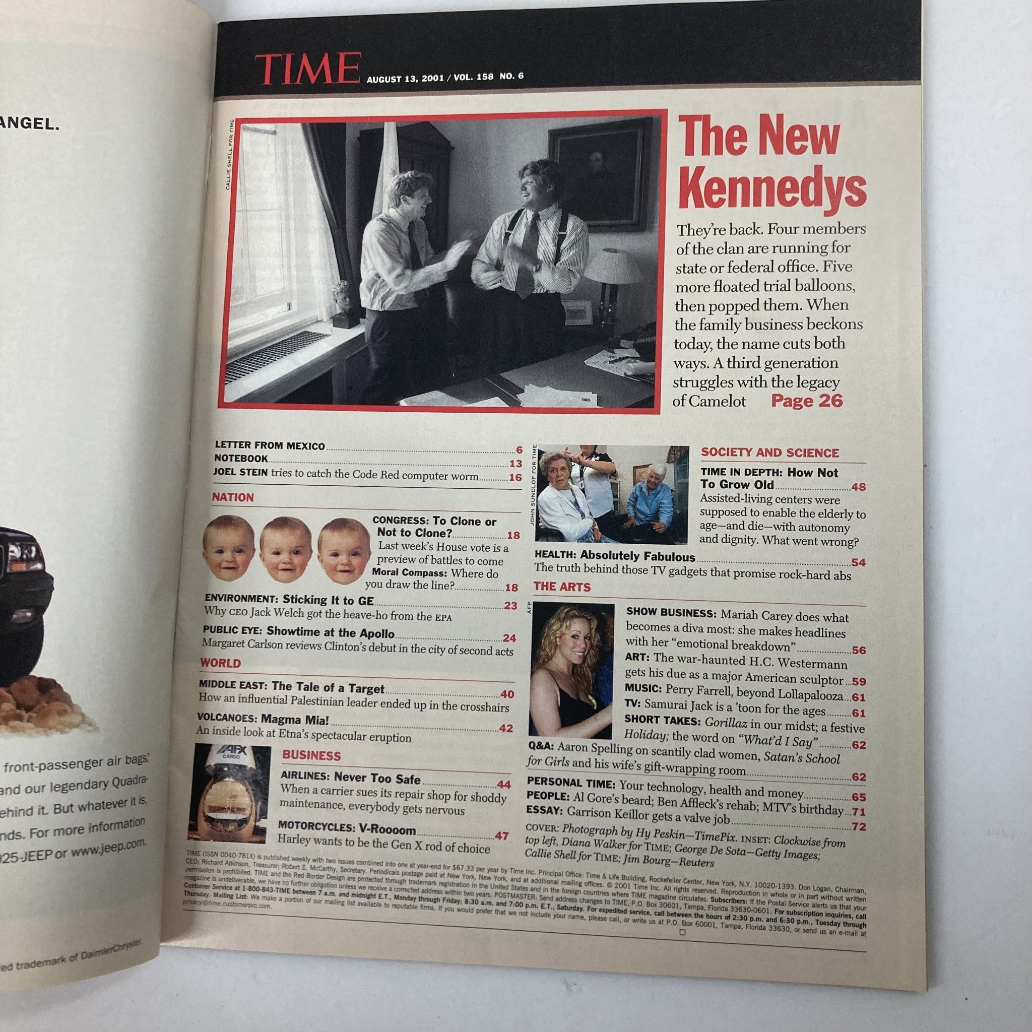 Time Magazine August 13 2001 Vol 158 No. 6 The Kennedy's No Label