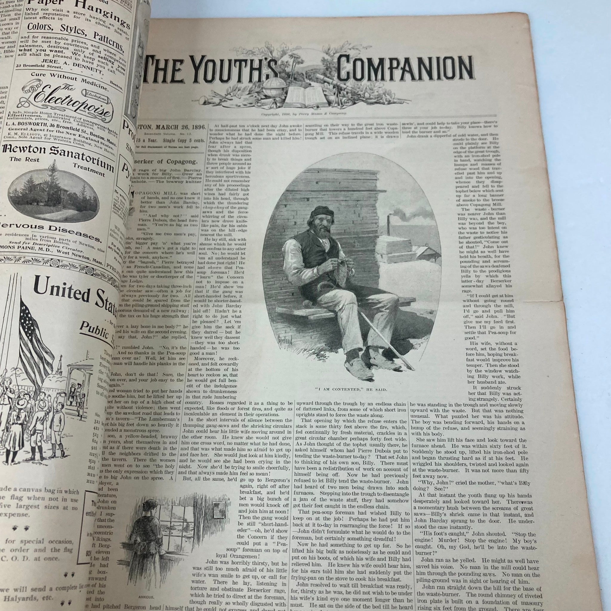 VTG The Youth's Companion Magazine March 26 1896 A Berseker of Copagong No Label