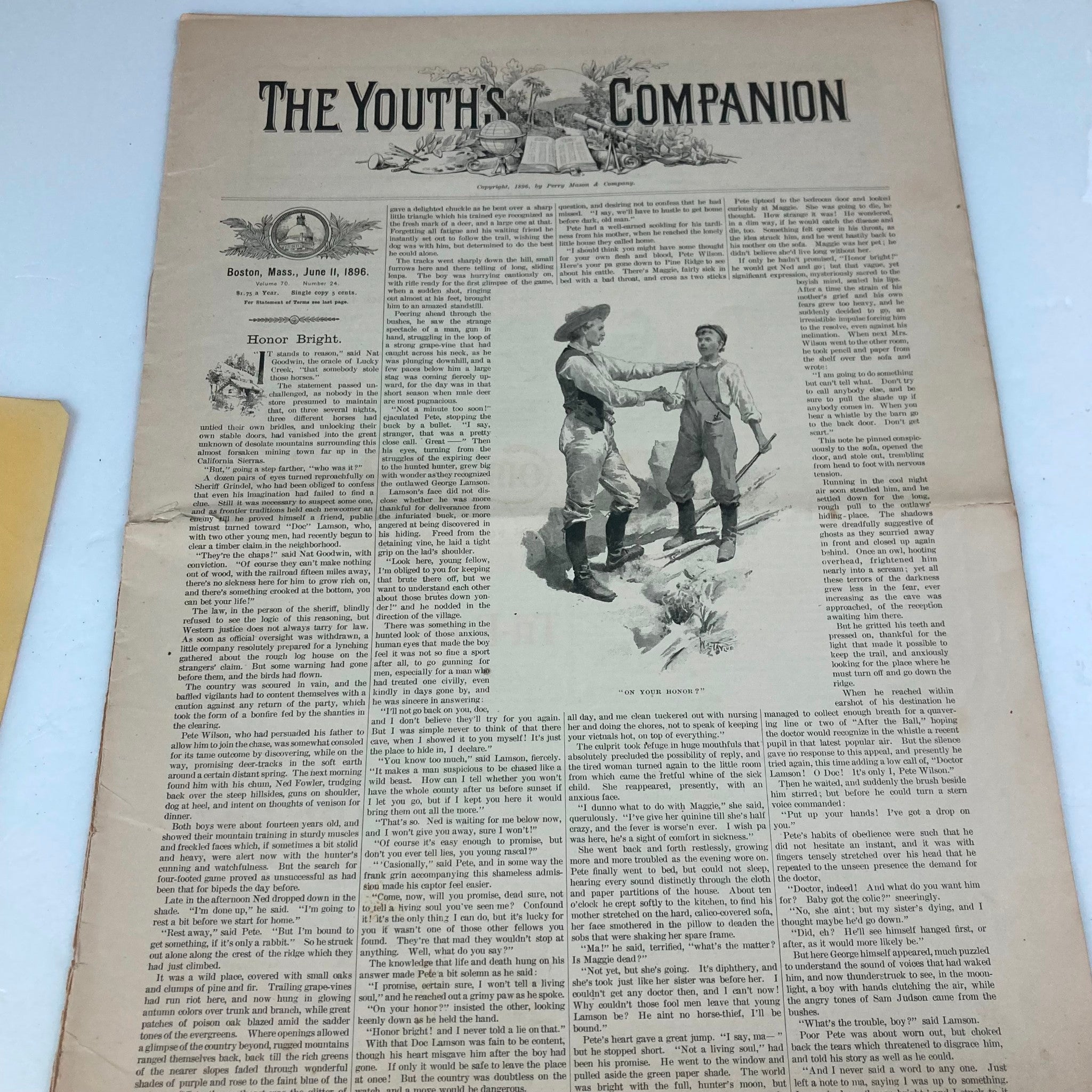 VTG The Youth's Companion Magazine June 11 1896 Honor Bright No Label