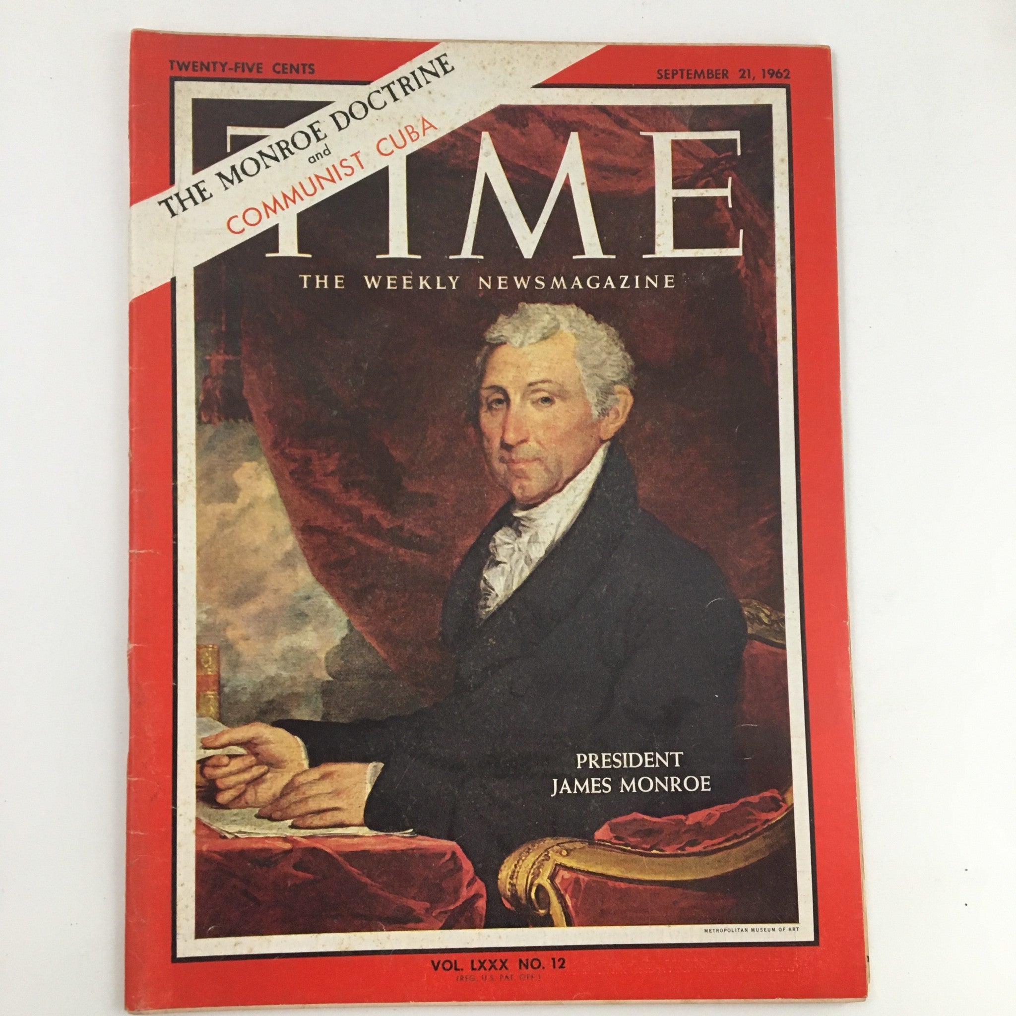 Time Magazine September 21 1962 Vol. 80 No. 12 5th President James Monroe