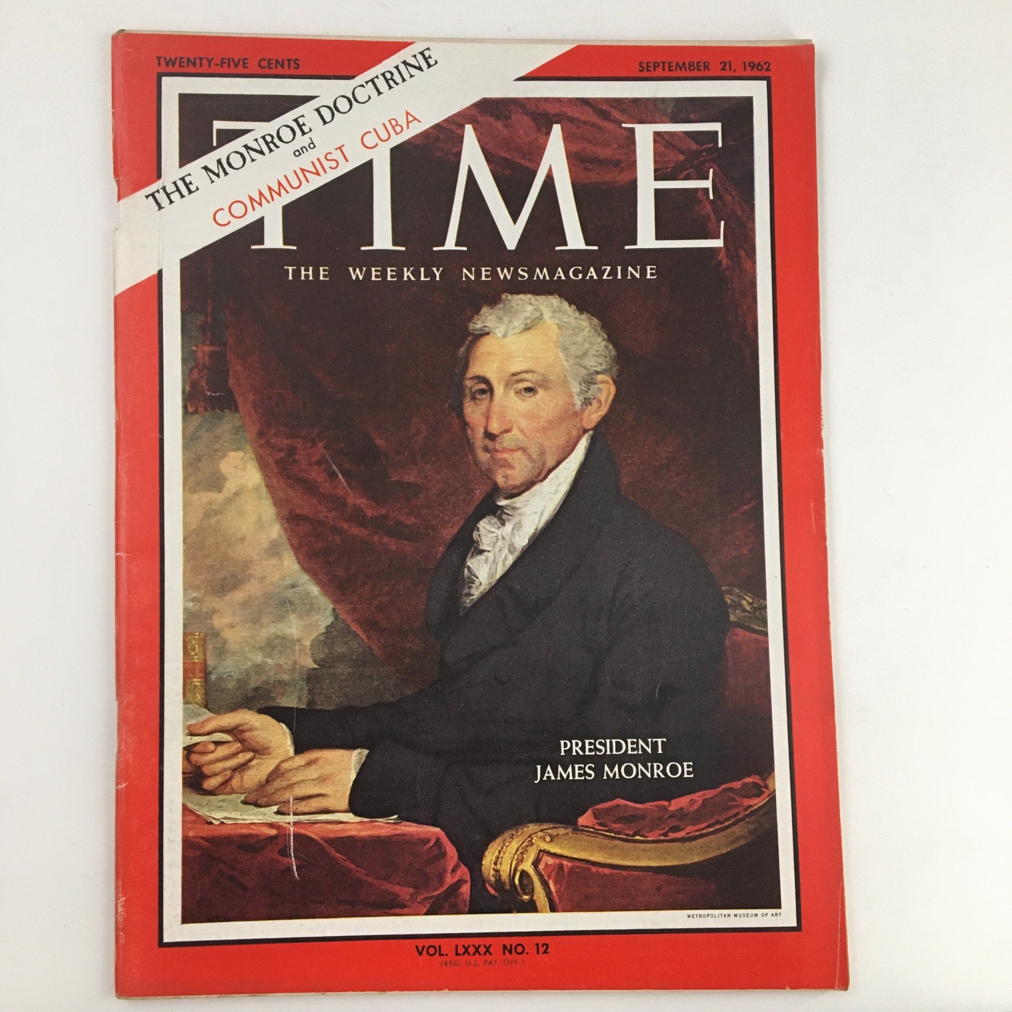 Time Magazine September 21 1962 Vol. 80 No. 12 President James Monroe Doctrine