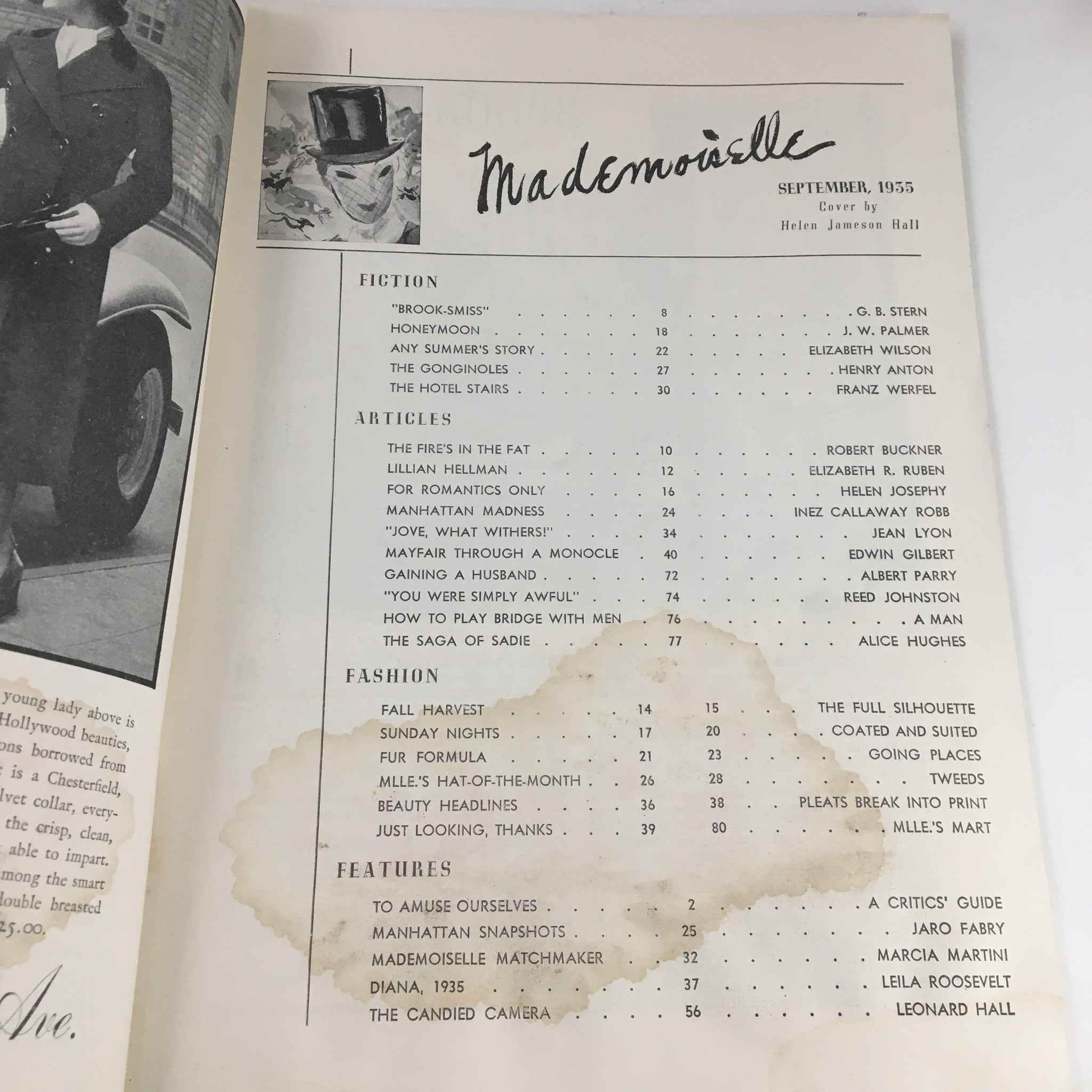 Mademoiselle Magazine September 1935 Mile's Hat of the Month No Label