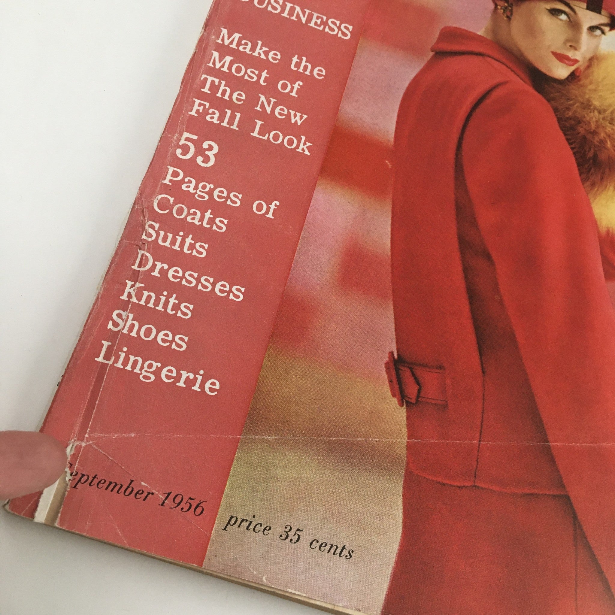 Cover detail of Charm Magazine September 1956, showcasing fashion headlines and features like 'Make the Most of The New Fall Look'.