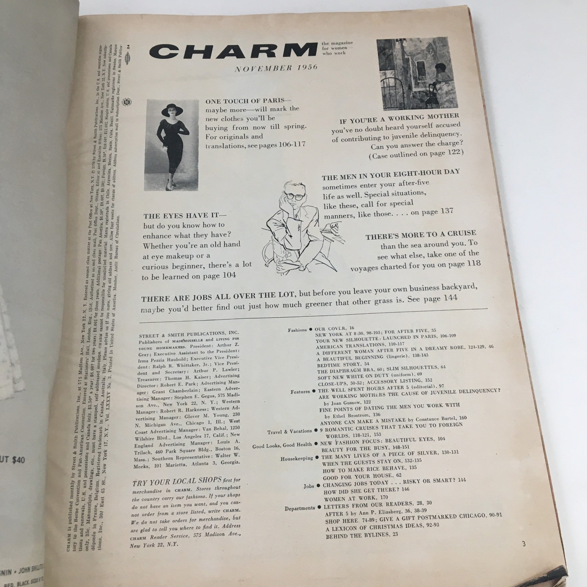 Charm Magazine November 1956 Fashion Excitement From New York to Paris No Label