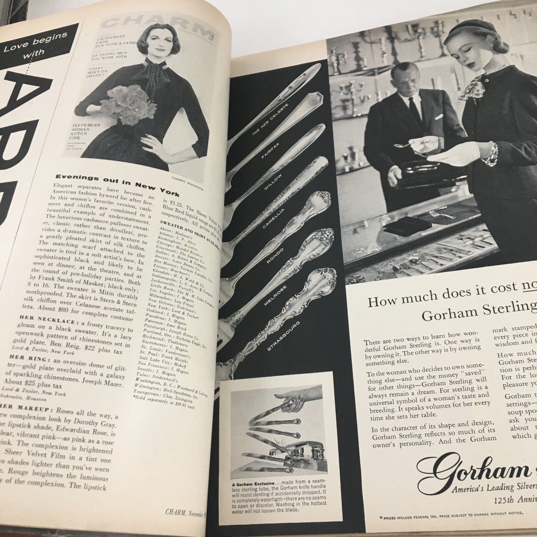 Charm Magazine November 1956 Fashion Excitement From New York to Paris No Label