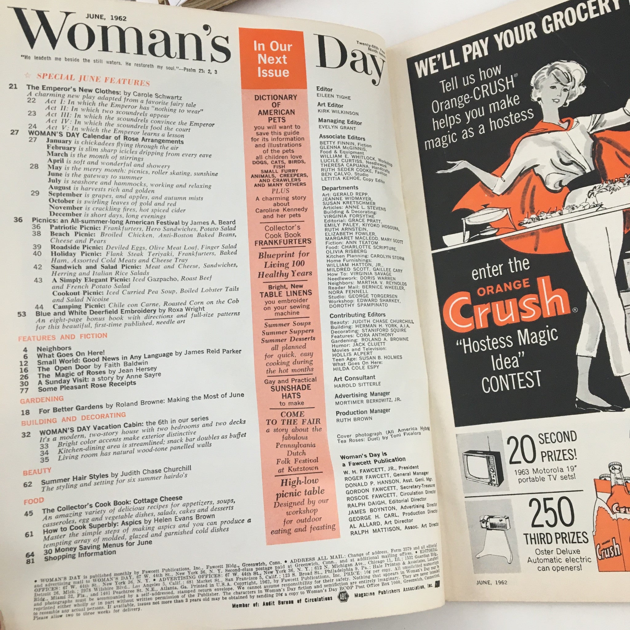 Woman's Day Magazine June 1962 Calendar of Rose Arrangements No Label