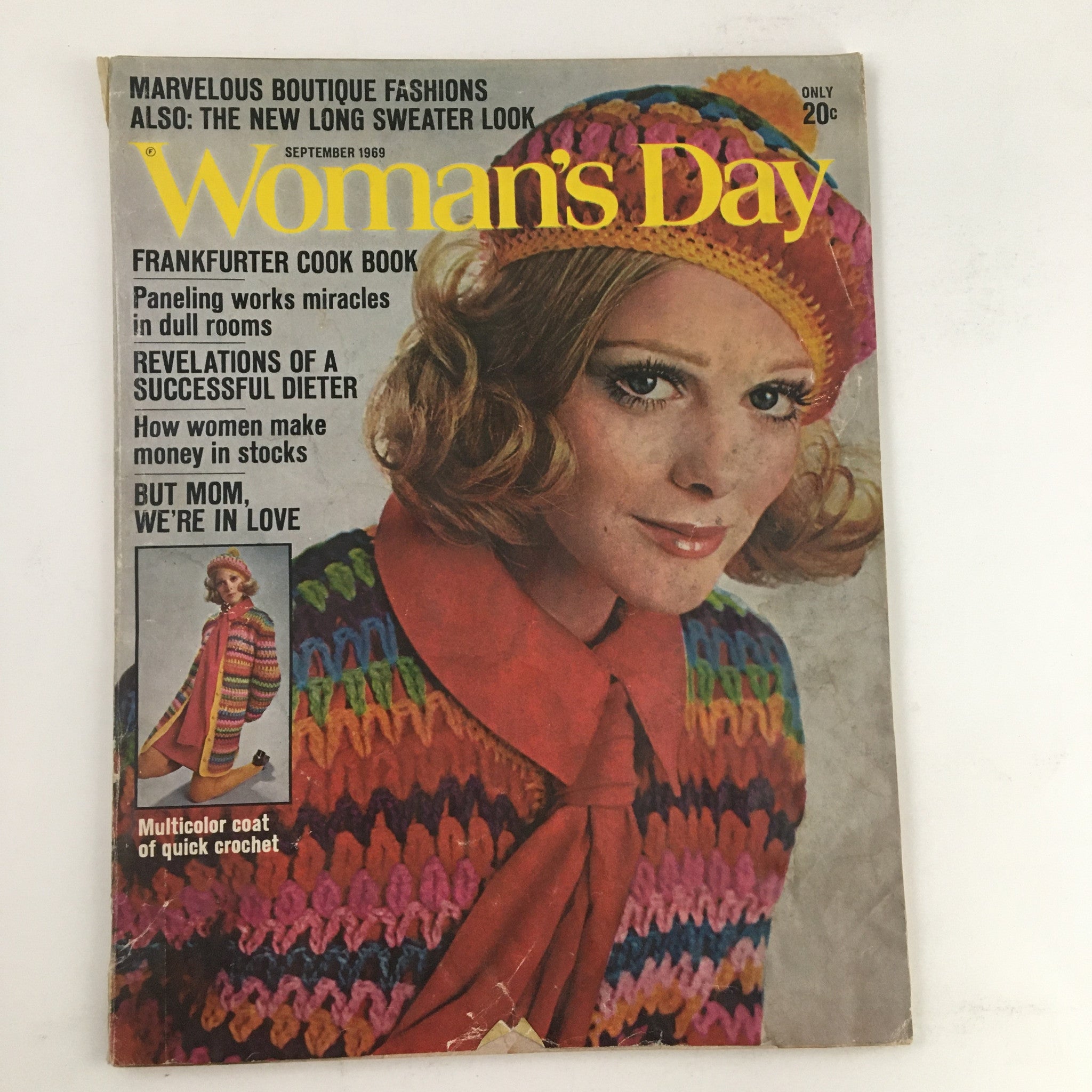 Woman's Day Magazine September 1969 Multicolor Coat of Quick Crochet No Label