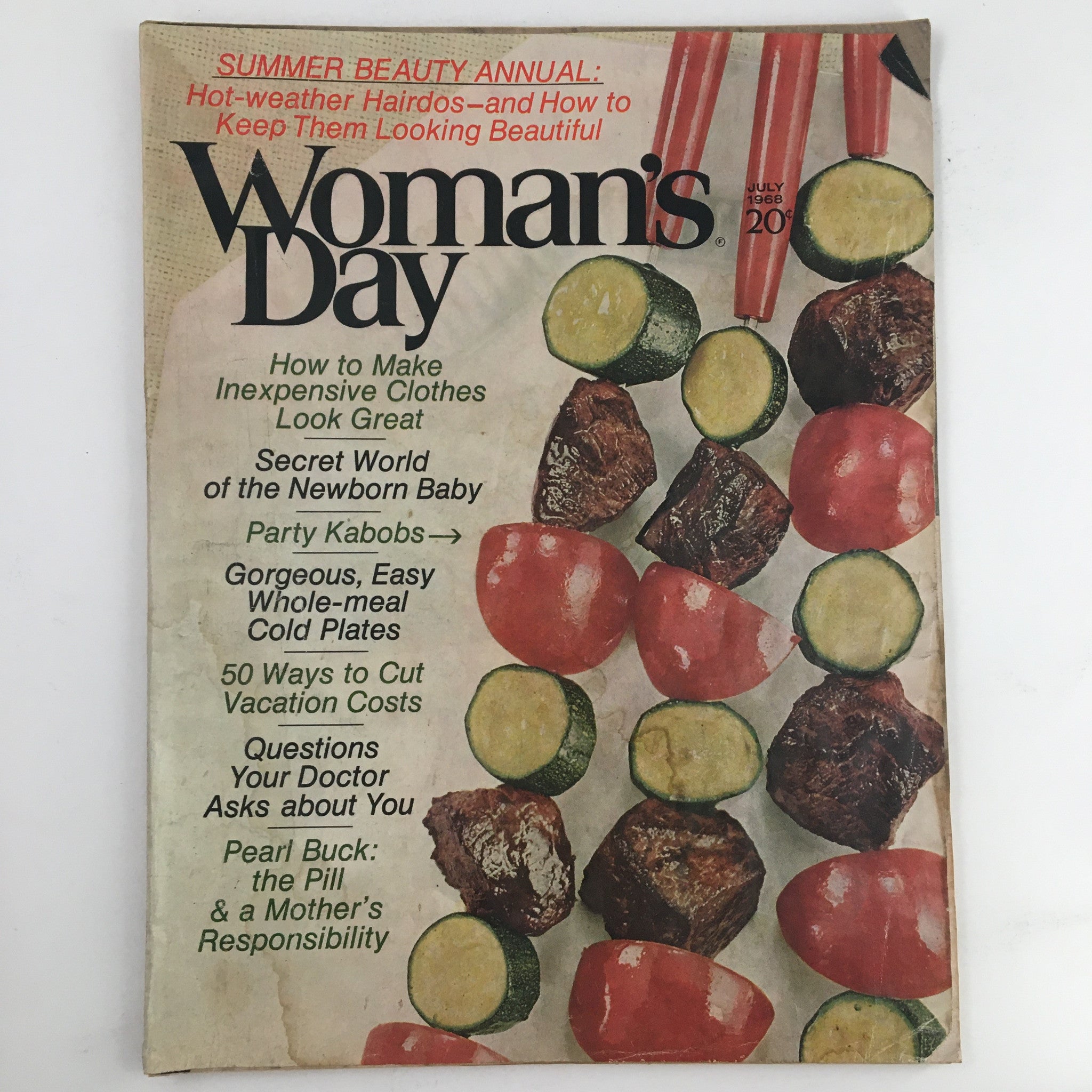 Woman's Day Magazine July 1968 Pearl Buck Pill & Mother Responsibility No Label