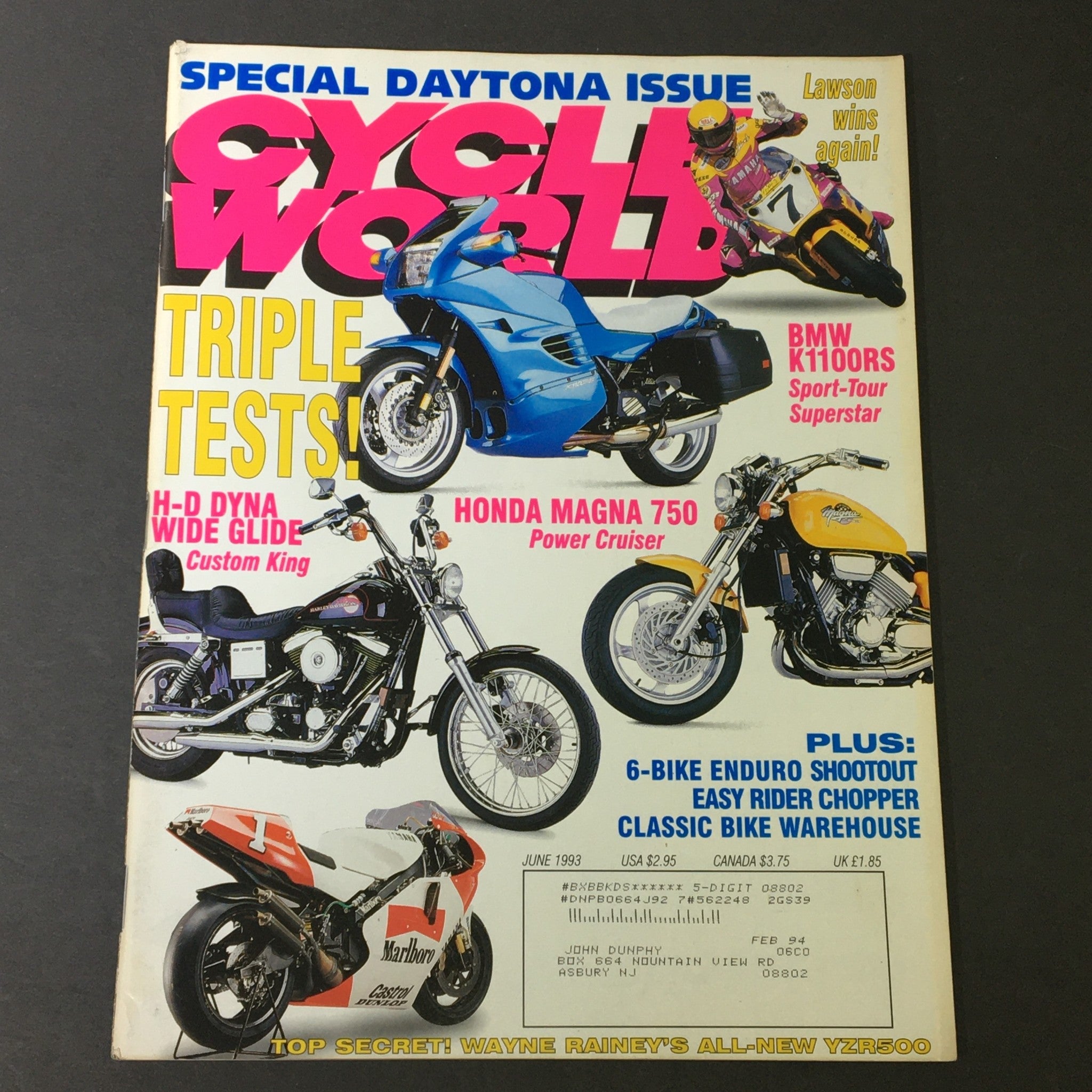 Cycle World Magazine June 1993 - H-D Dyna Wide Glide / Honda Magna 750