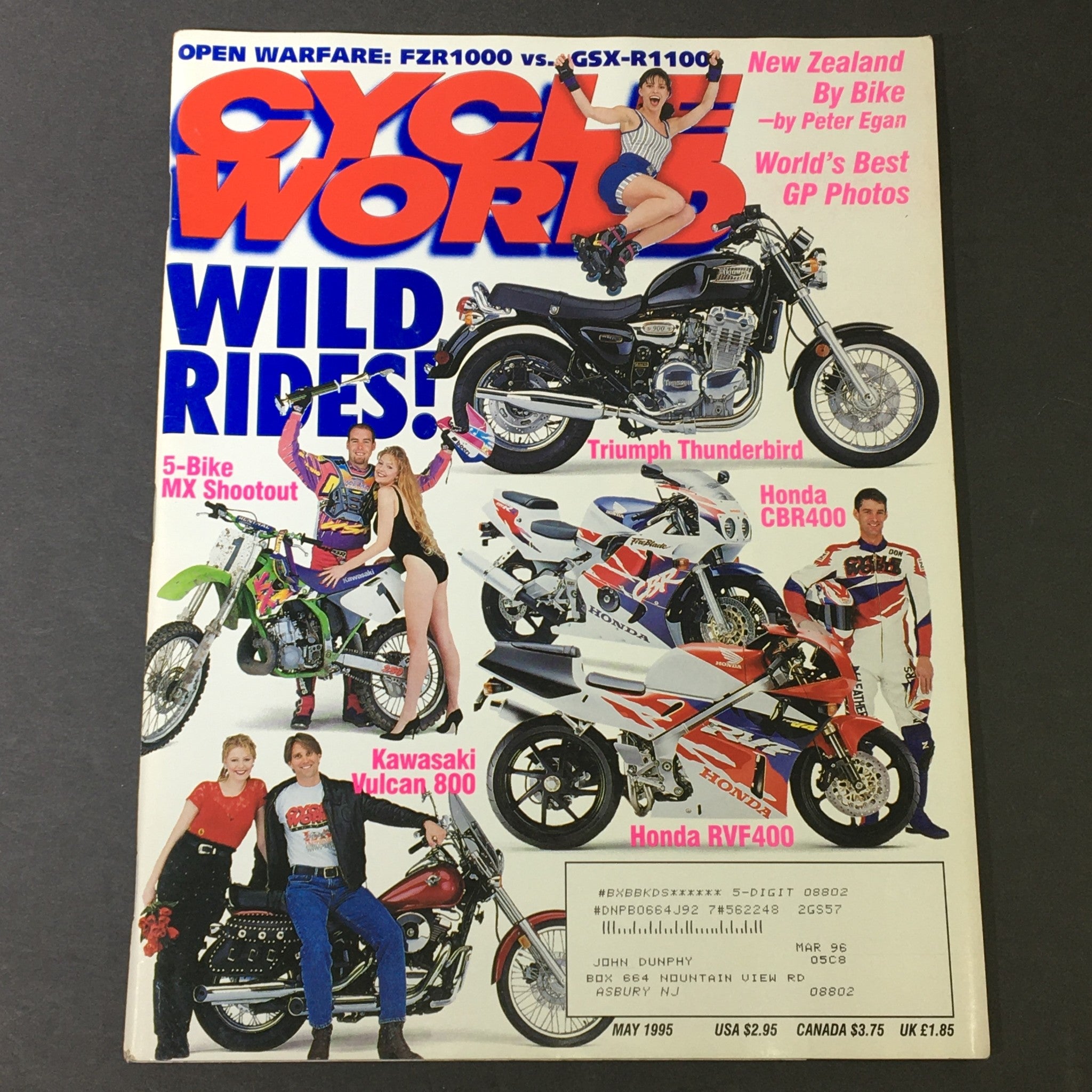 Cycle World Magazine May 1995 - 5-Bike MX Shootout / Kawasaki Vulcan 800