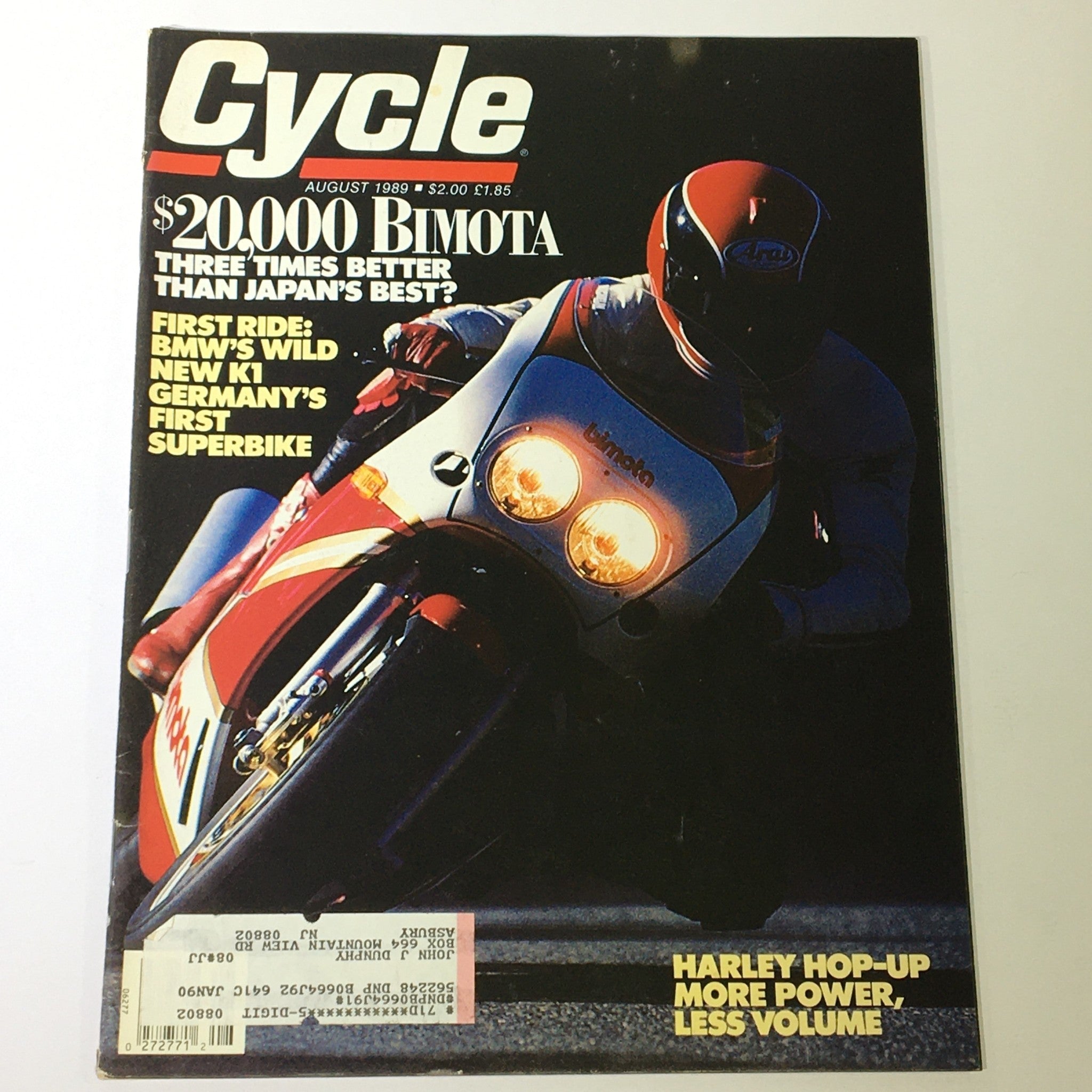 VTG Cycle Magazine August 1989 - BMW K1 / Harley Davidson More Power Less Volume