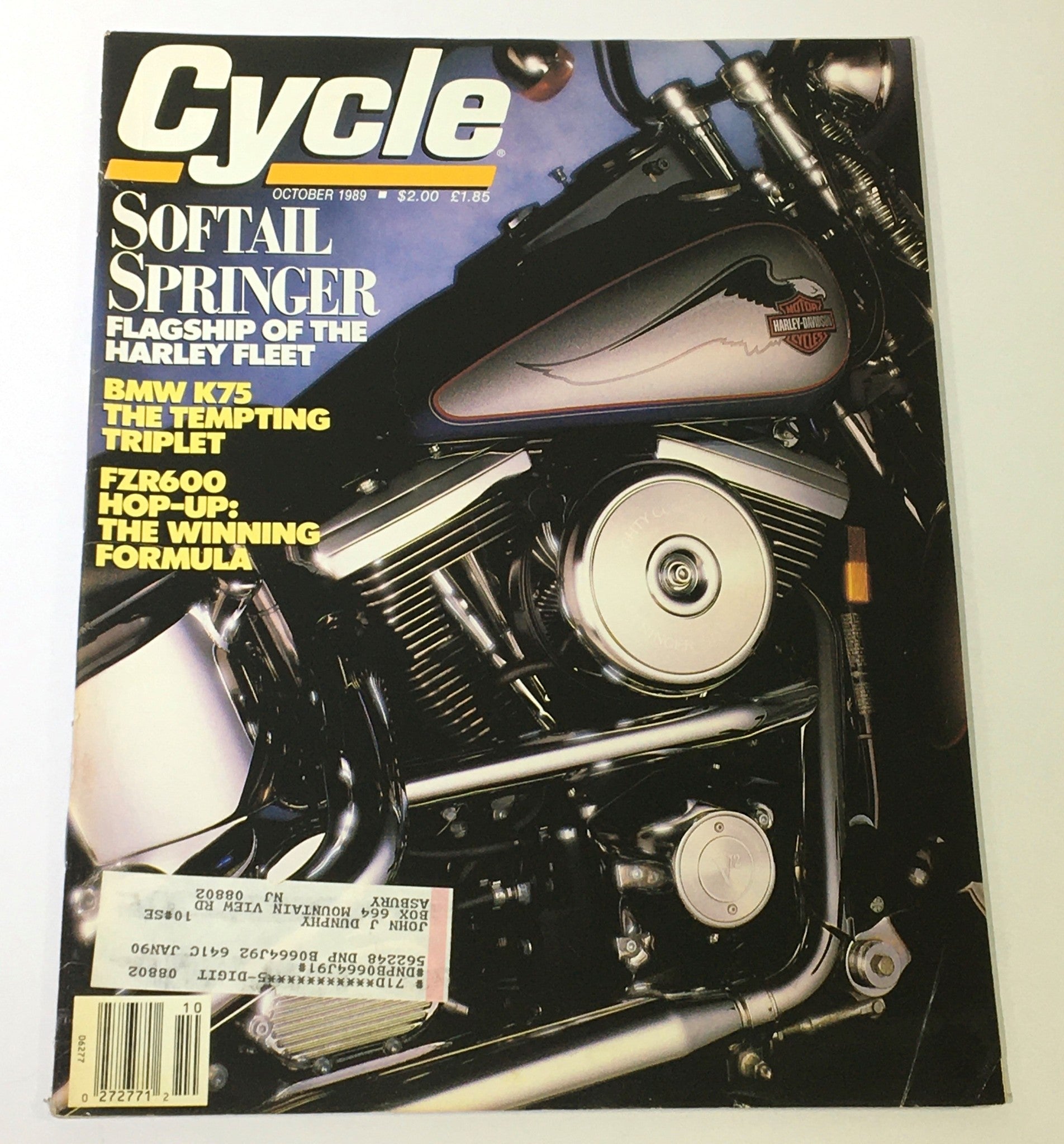 VTG Cycle Magazine October 1989 - Softail Springer / BMW K75 / FZR600 Hop-Up