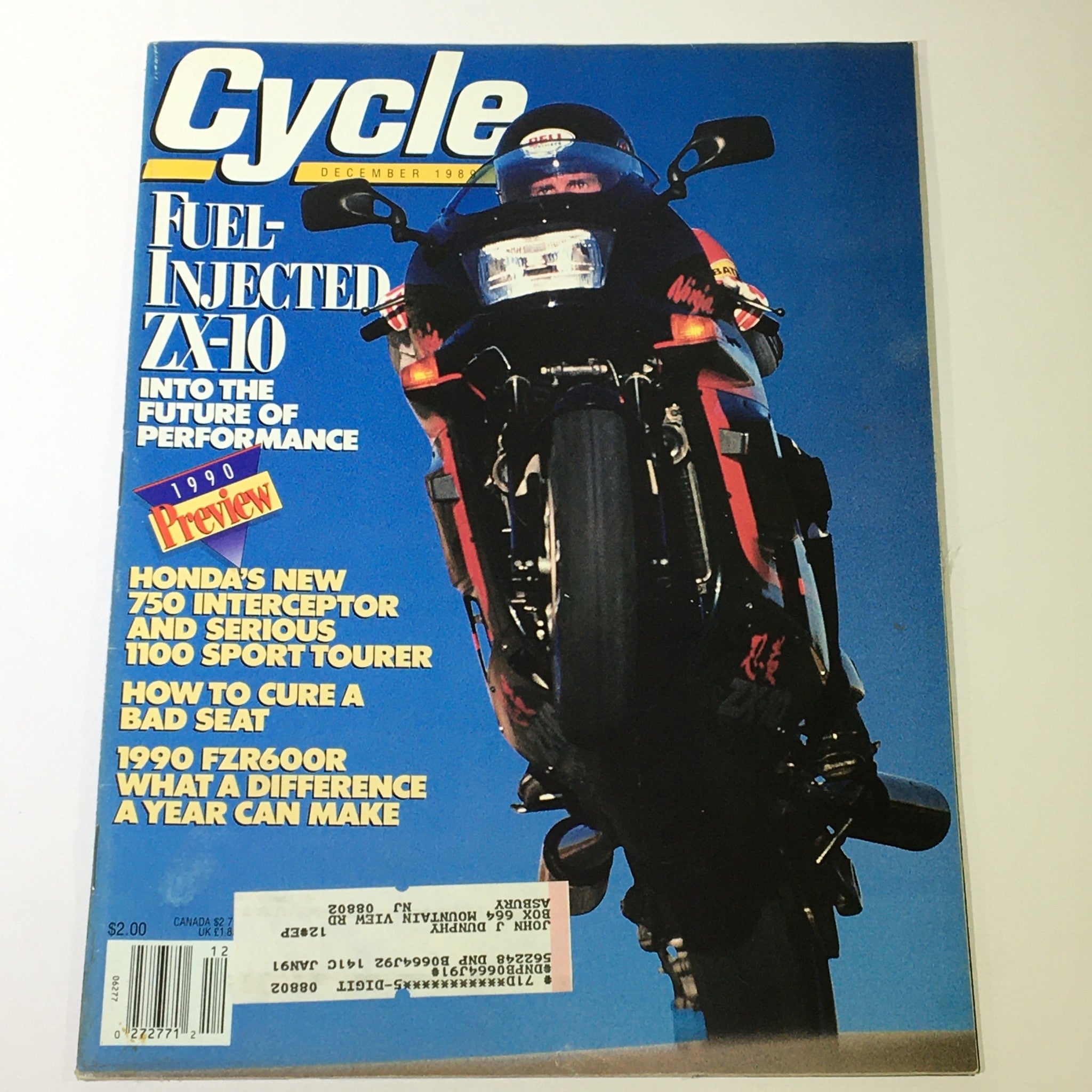 VTG Cycle Magazine December 1989 - Fuel Injected ZX-10 / Honda 750 Interceptor