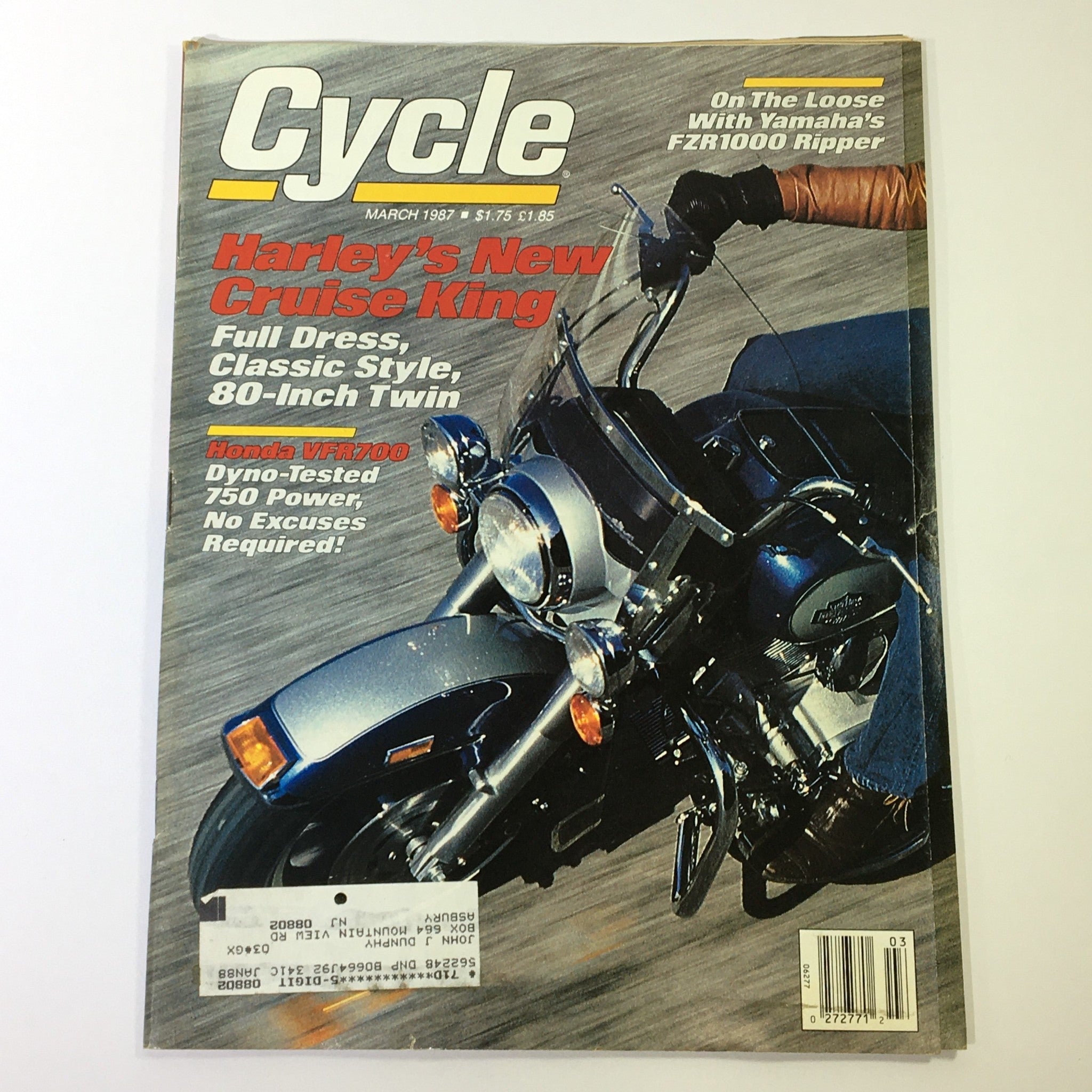 VTG Cycle Magazine March 1987 - Harley Cruise King / Honda CFR700 / Yamaha FZR1K