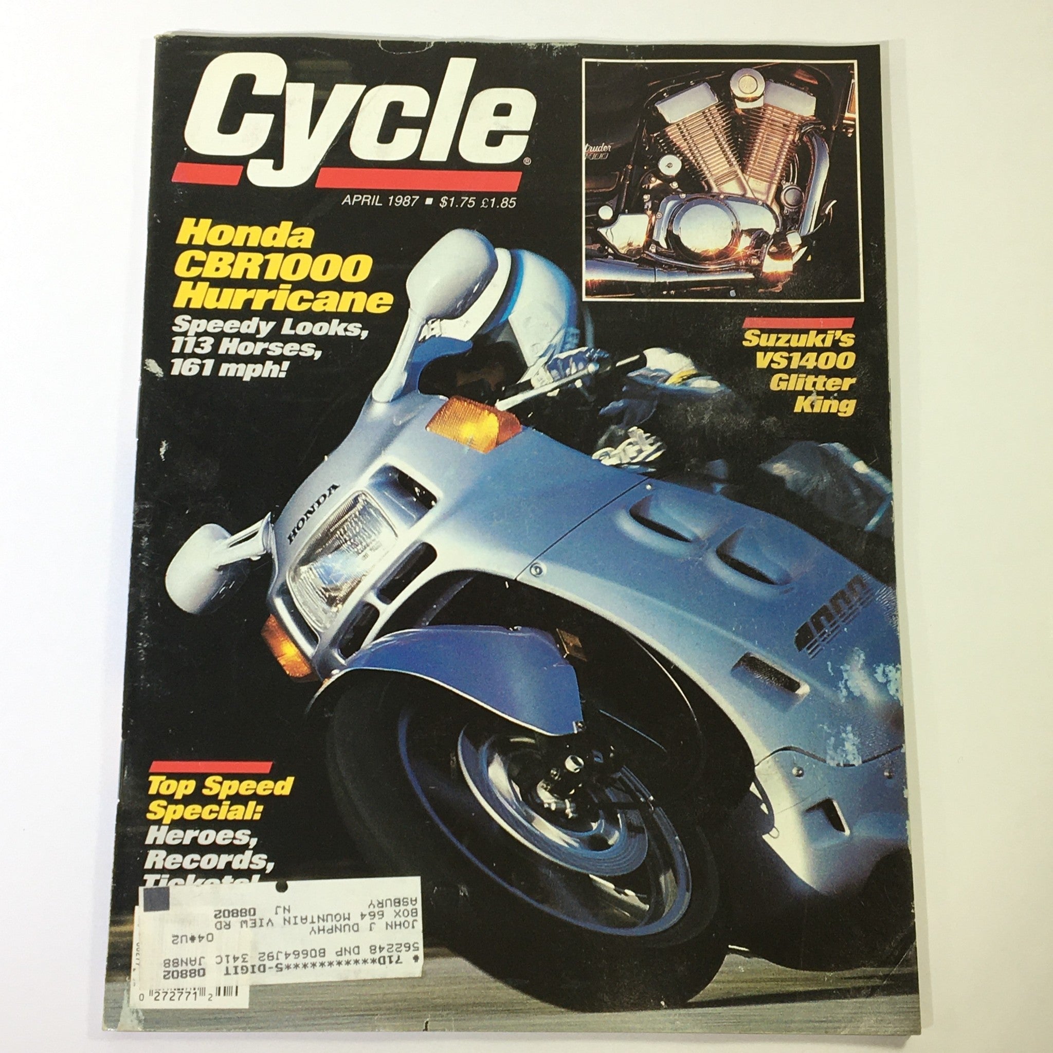 VTG Cycle Magazine April 1987 - Honda CBR1000 Hurricane / Suzuki VS1400 King