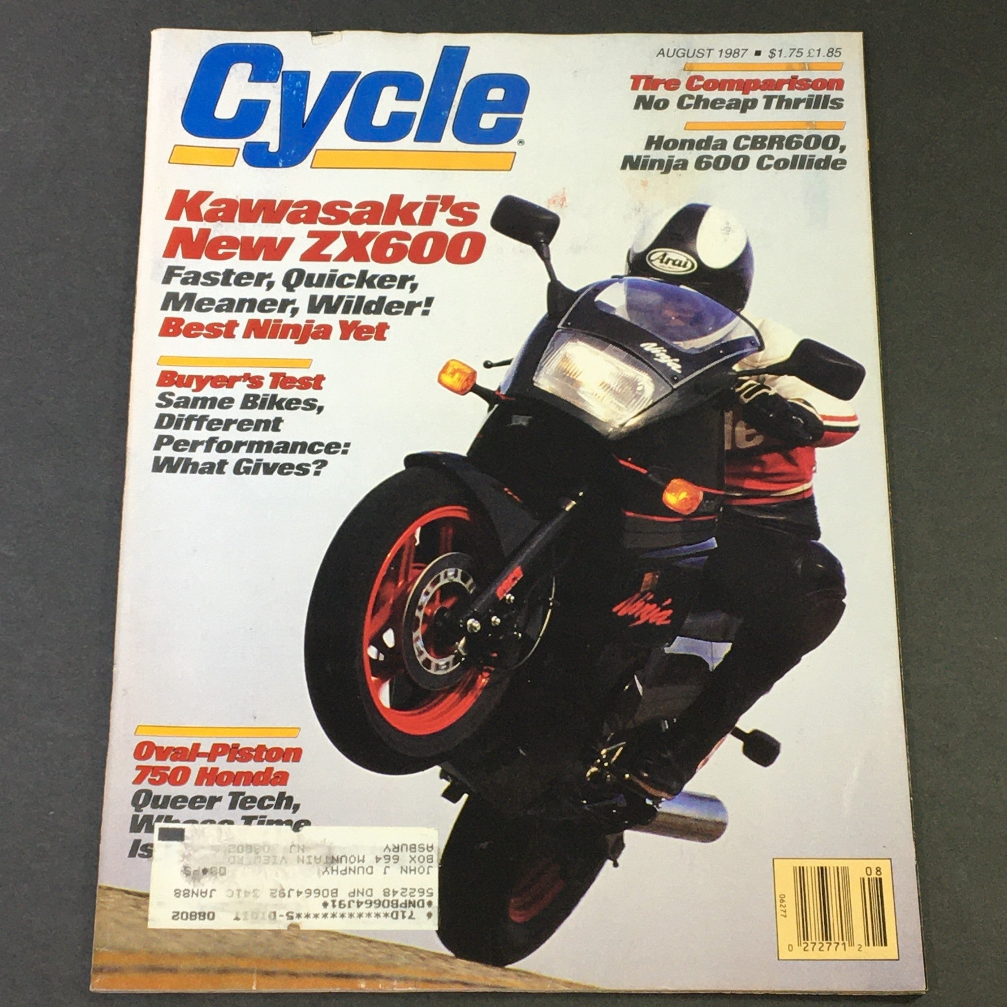 VTG Cycle Magazine August 1987 - Kawasaki ZX600 / Honda CBR600 / Ninja 600