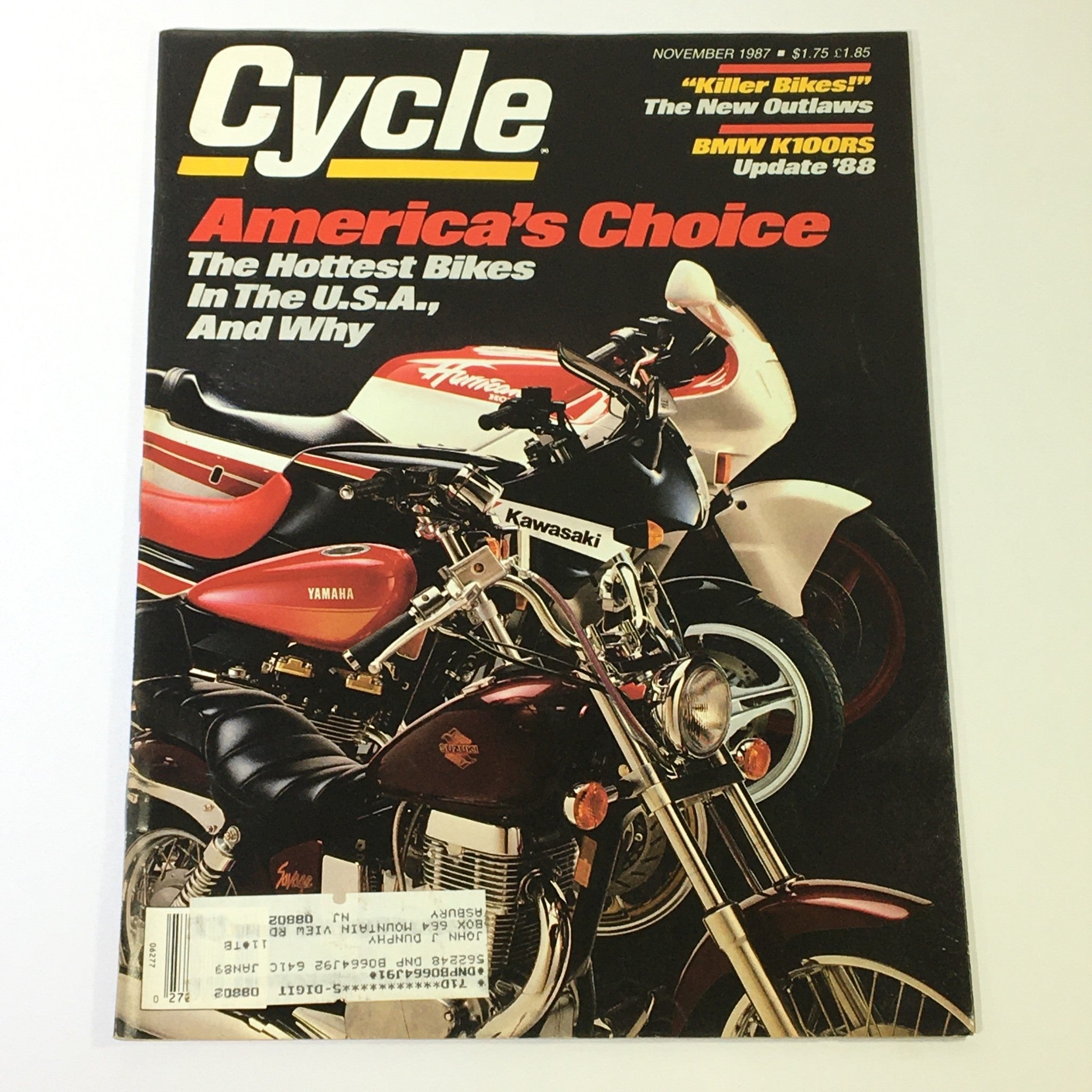 VTG Cycle Magazine November 1987 - BMW K100RS 1988 / Killer Bikes New Outlaws