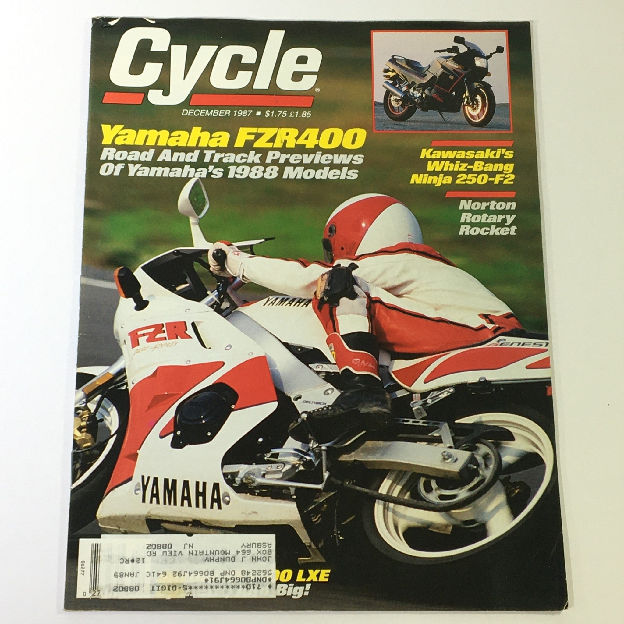 VTG Cycle Magazine December 1987 - Yamaha FZR400 / Kawasaki Ninja 250-F2