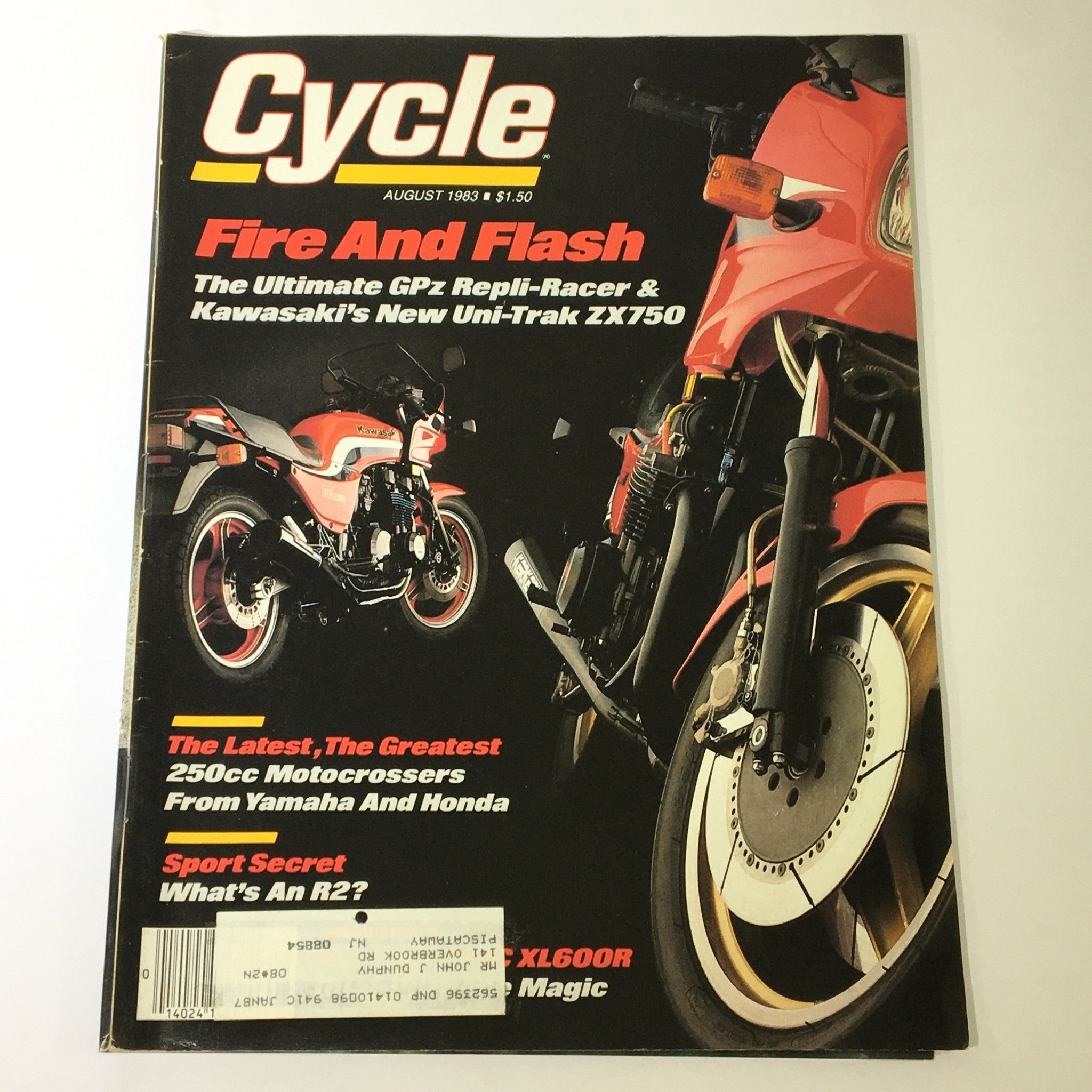 VTG Cycle Magazine August 1983 - Kawasaki Uni-Trak ZX750 / Yamaha & Honda 250cc