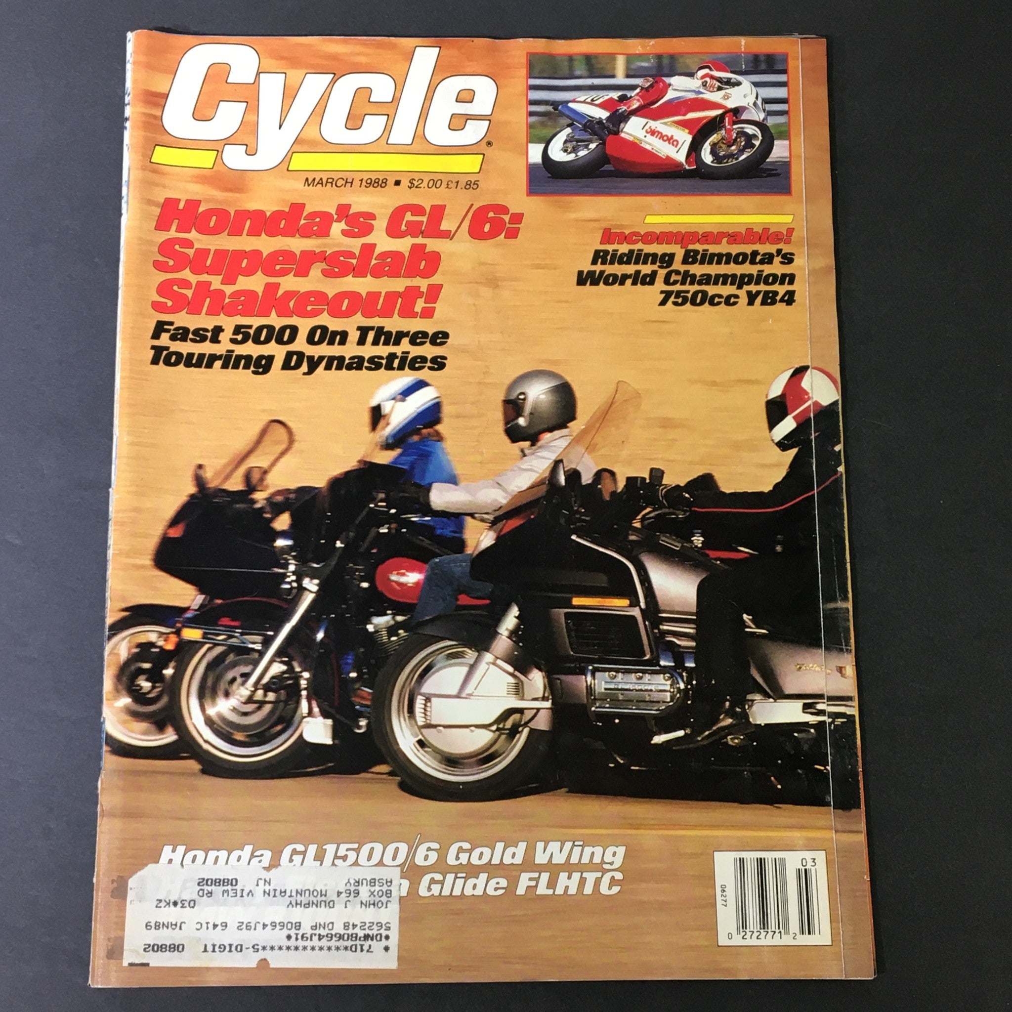 VTG Cycle Magazine March 1988 - Honda GL/6 / Riding Bimota 750cc YB4