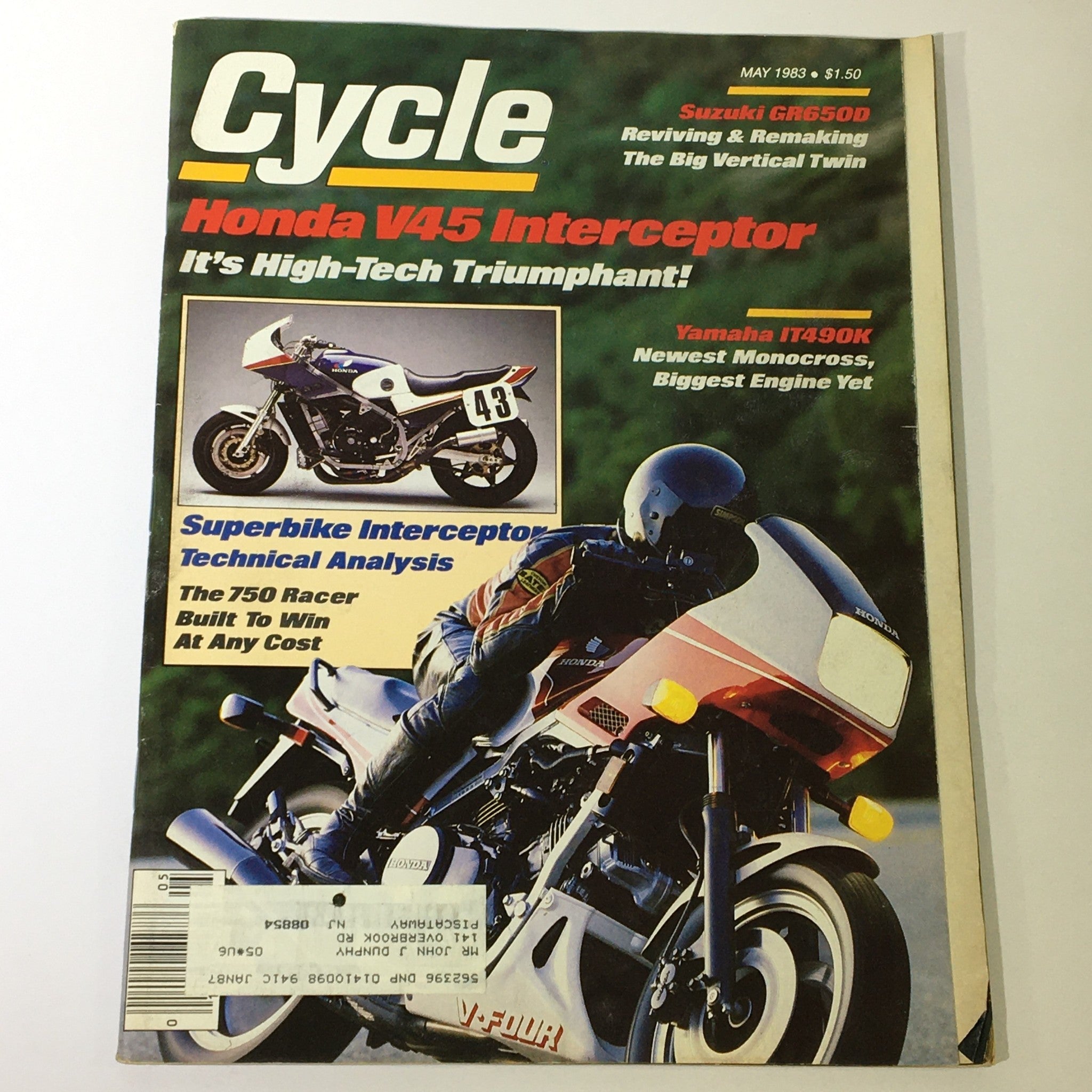 VTG Cycle Magazine May 1983 - Suzuki GR650D / Honda V45 / Yamaha IT490K