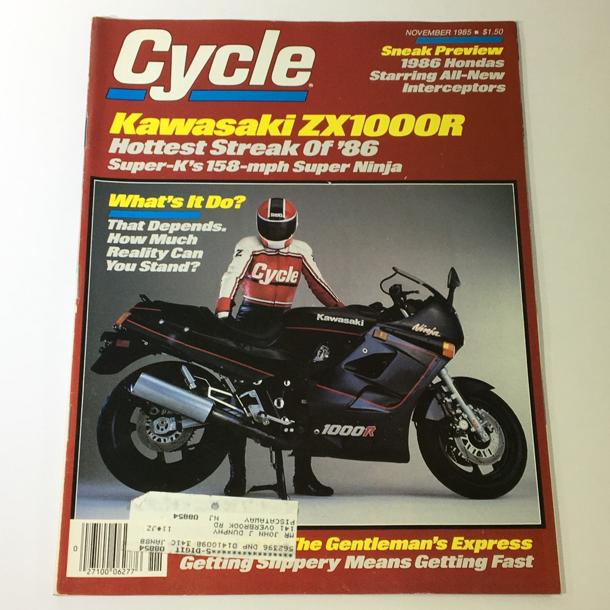 VTG Cycle Magazine November 1985 - Kawasaki ZX1000R / Super-K 158mph Super Ninja