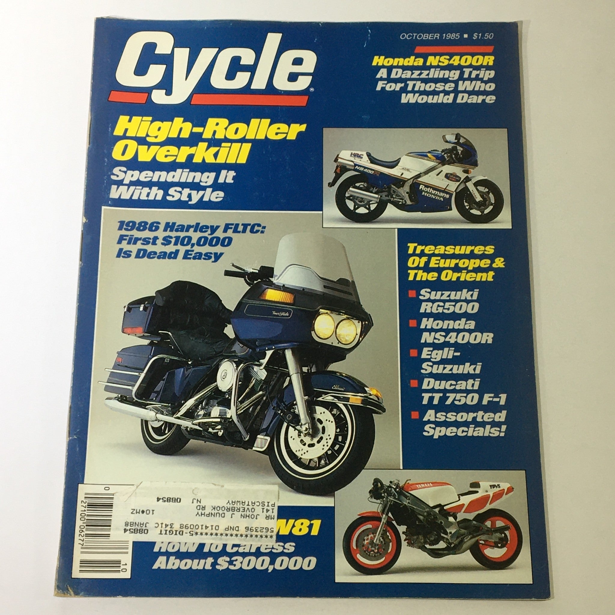 VTG Cycle Magazine October 1985 - Honda NS400R / Suzuki RG500 / Honda NS400R