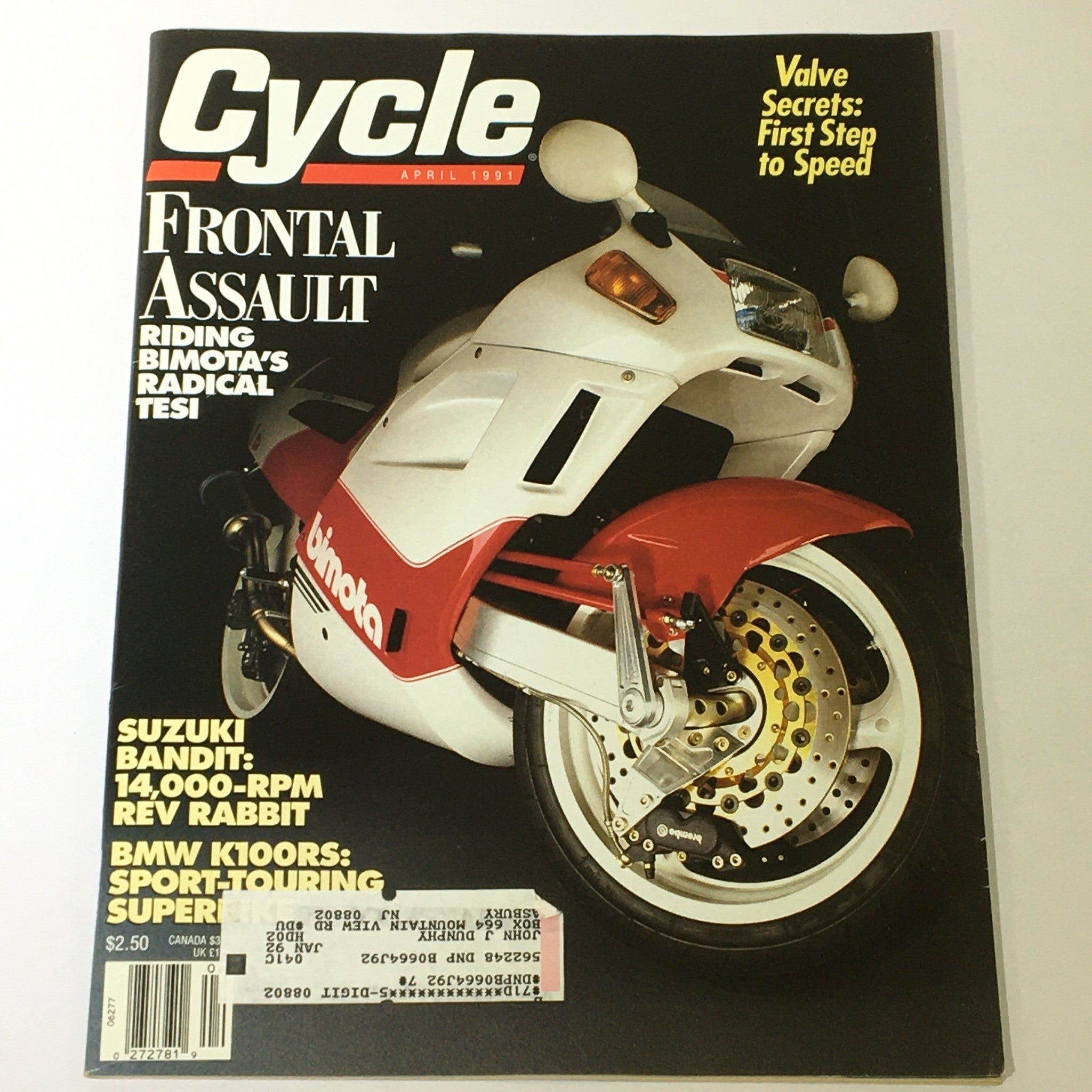 Cycle Magazine April 1991 - Suzuki Bandit 14,000 RPM Rev Rabbit / BMW K100RS