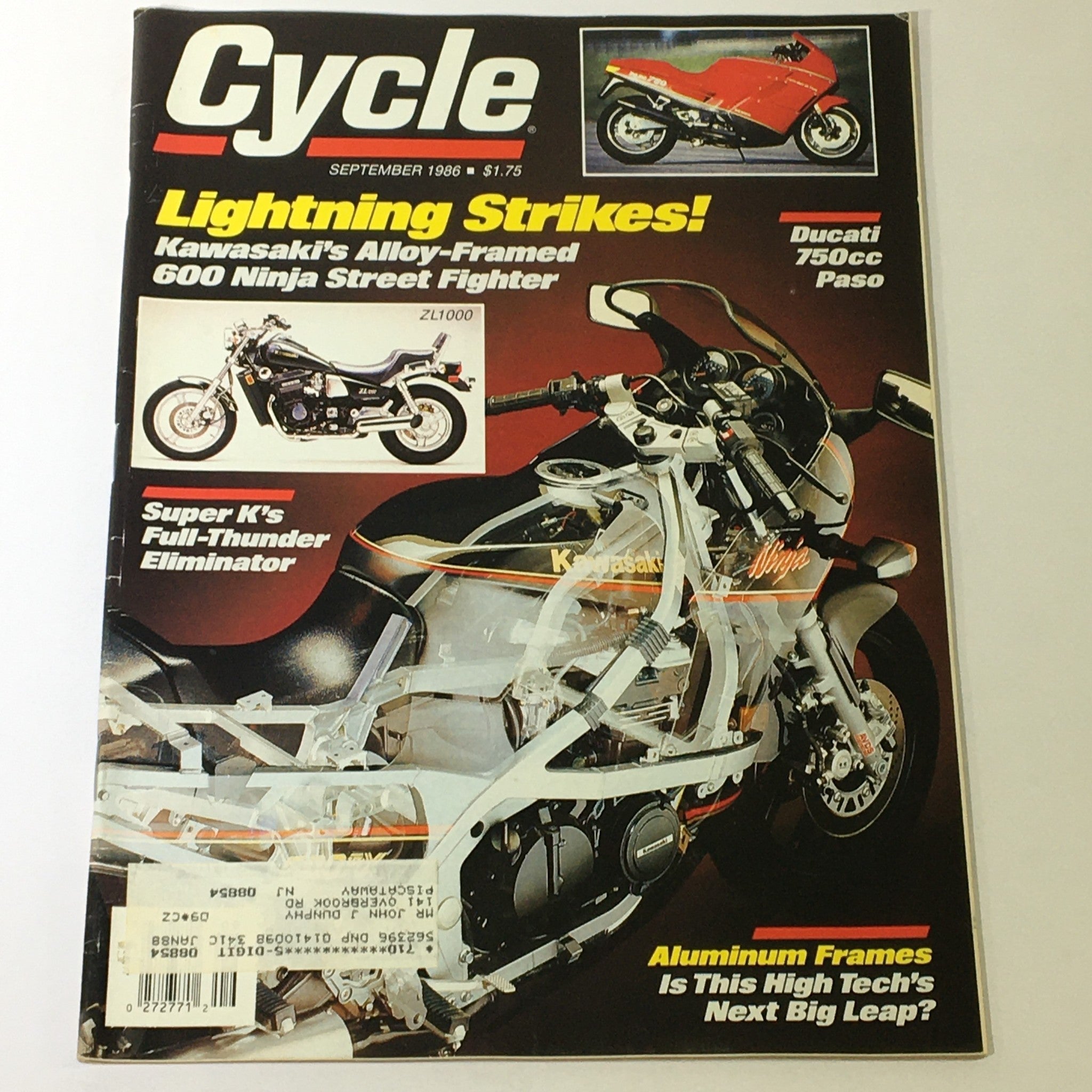 VTG Cycle Magazine September 1986 - Kawasaki 600 Ninja / Ducati 750cc Paso