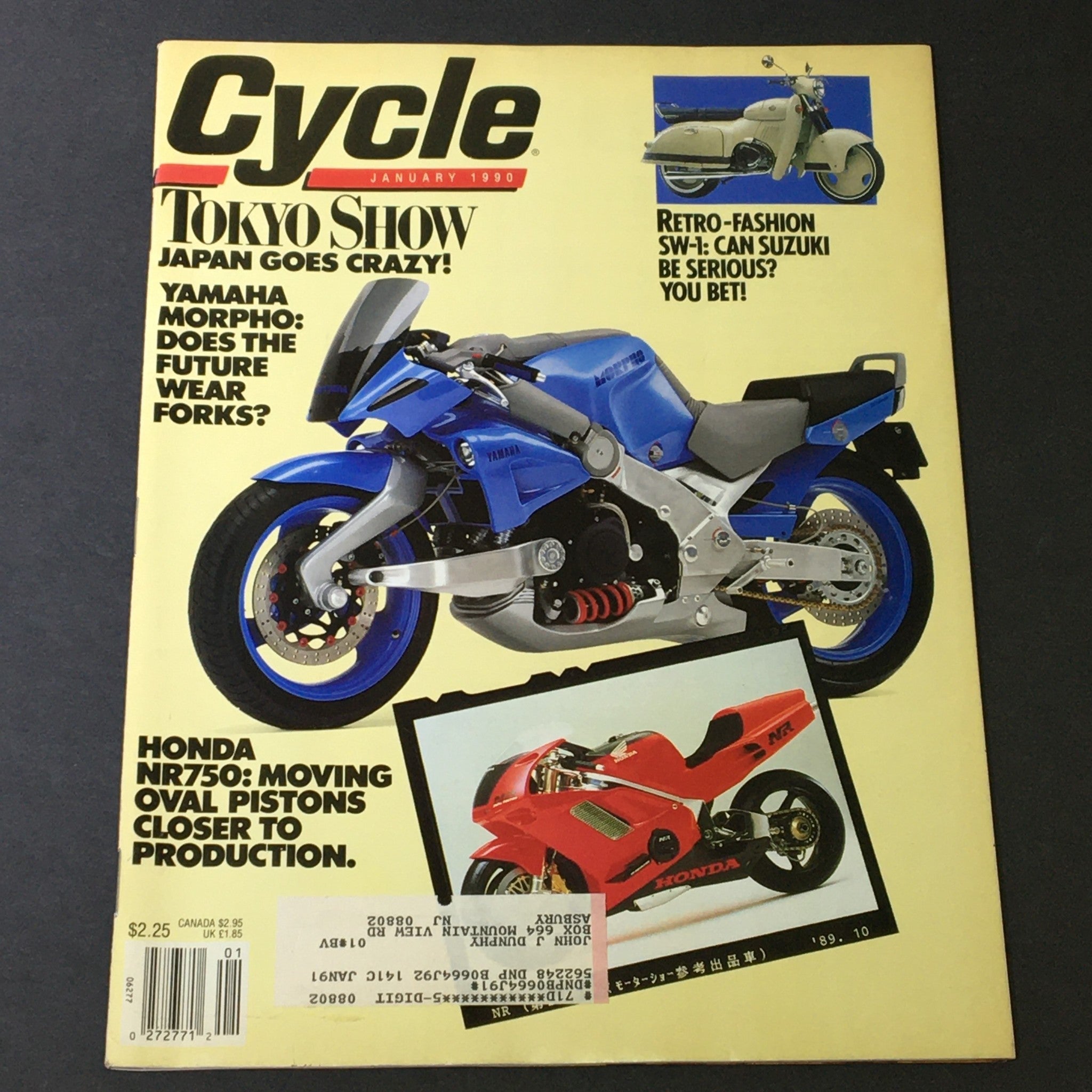 Cycle Magazine January 1990 - Yamaha Morpho / SW-1 Suzuki / Honda NR750