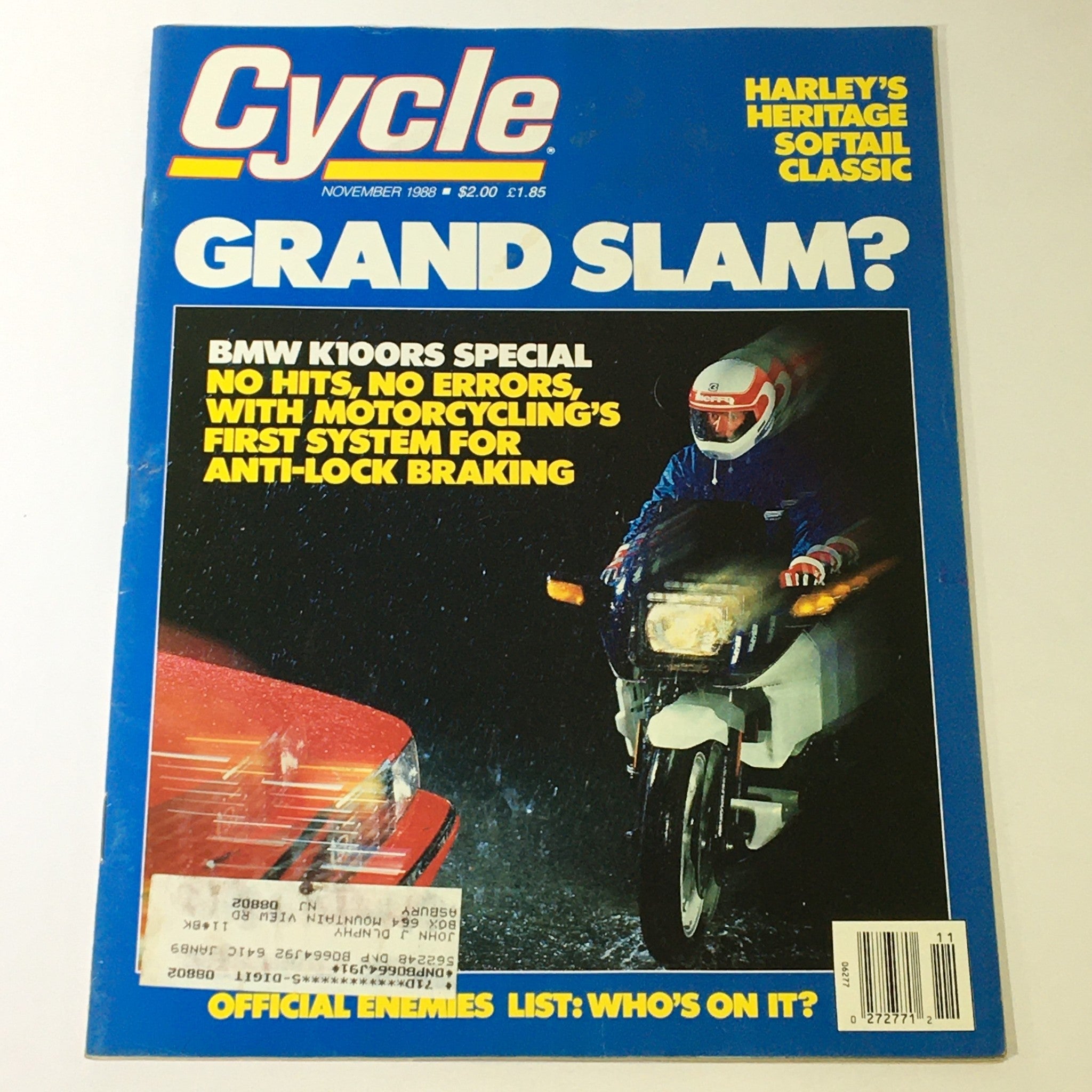 VTG Cycle Magazine November 1988 - Harley Softail Classic / BMW K100RS Special