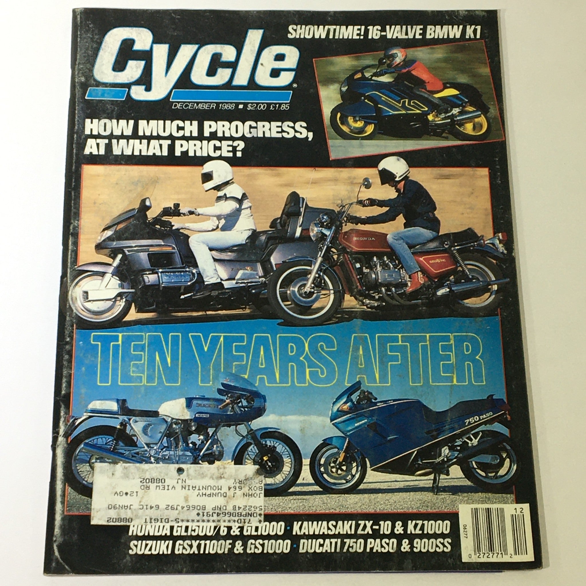 VTG Cycle Magazine December 1988 - Honda GL1500/6 & GL1000 / Kawasaki ZX-10