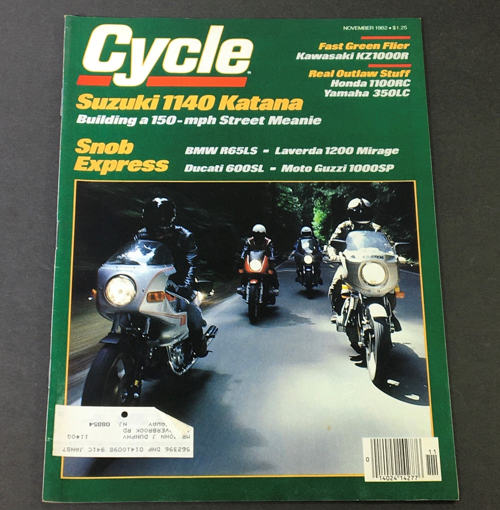 VTG Cycle Magazine November 1982 - Suzuki 1140 Katana / Kawasaki KZ1000R