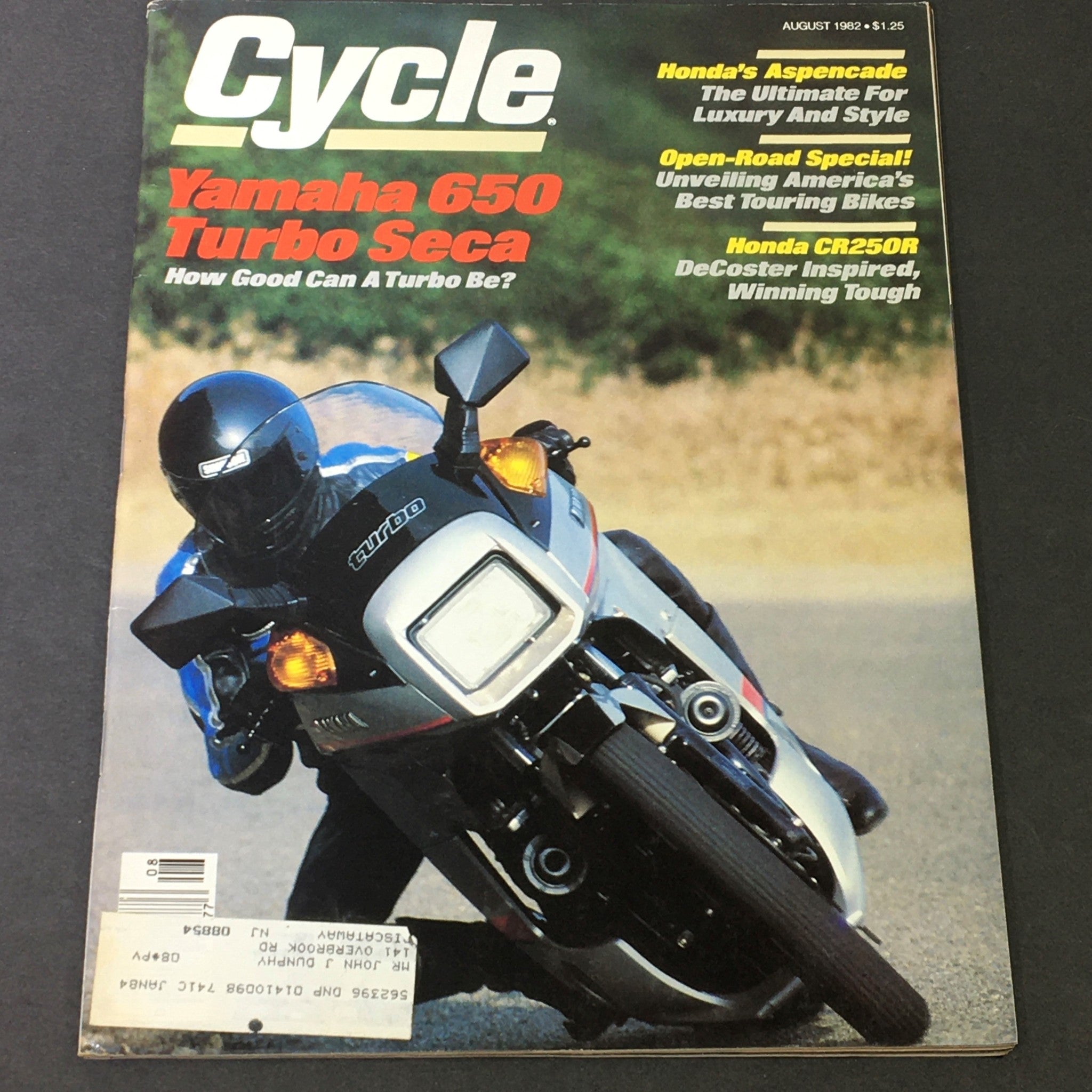 VTG Cycle Magazine August 1982 - Yamaha 650 Turbo Seca / Honda Aspencade