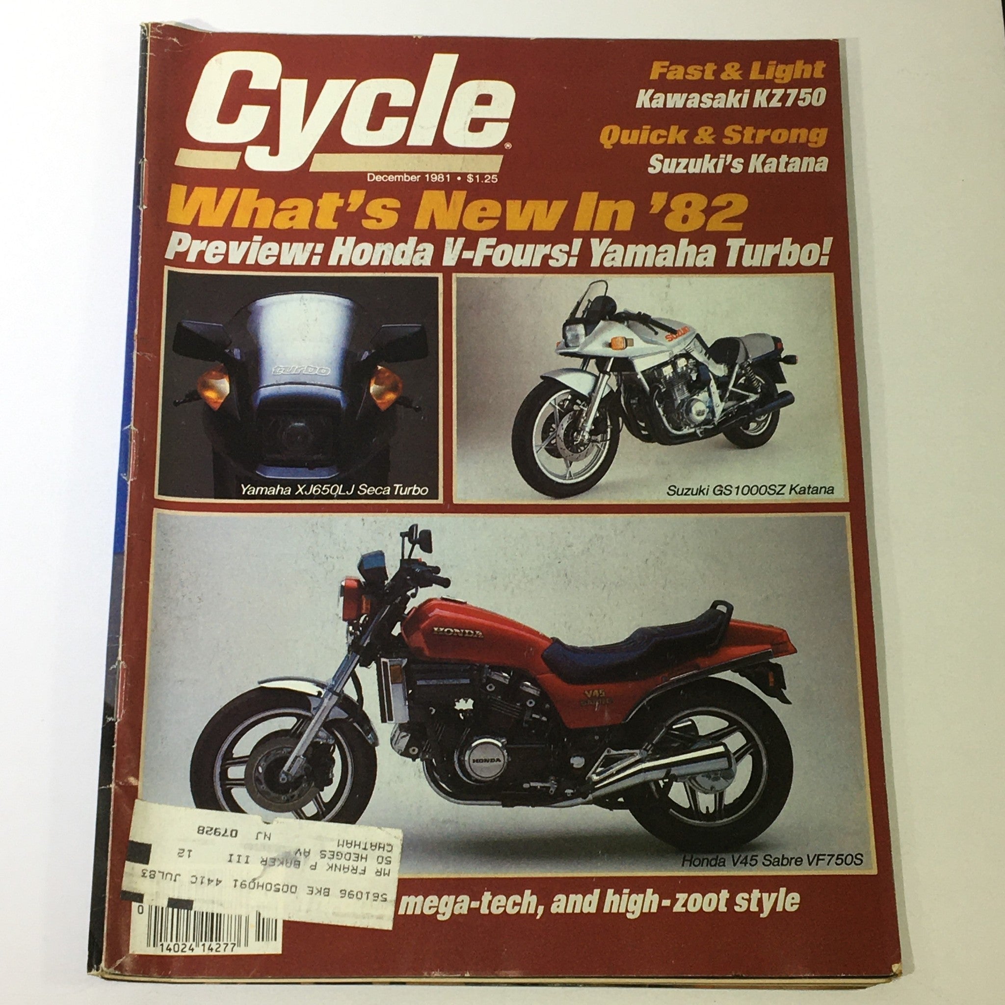 VTG Cycle Magazine December 1981 - Kawasaki KZ750 / Suzuki Katana / Honda V-Four