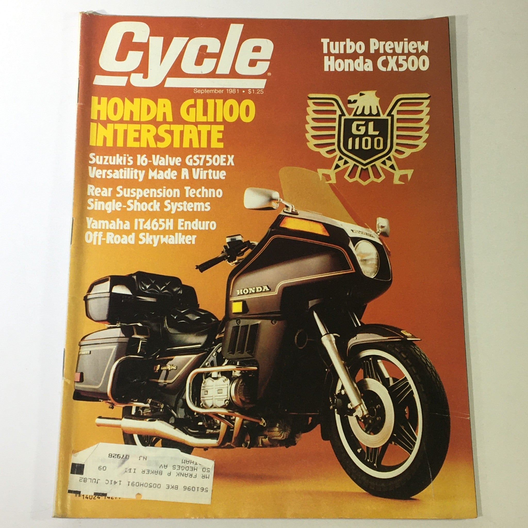 VTG Cycle Magazine September 1981 - Honda GL1100 / Suzuki GS750EX / Yamaha IT465