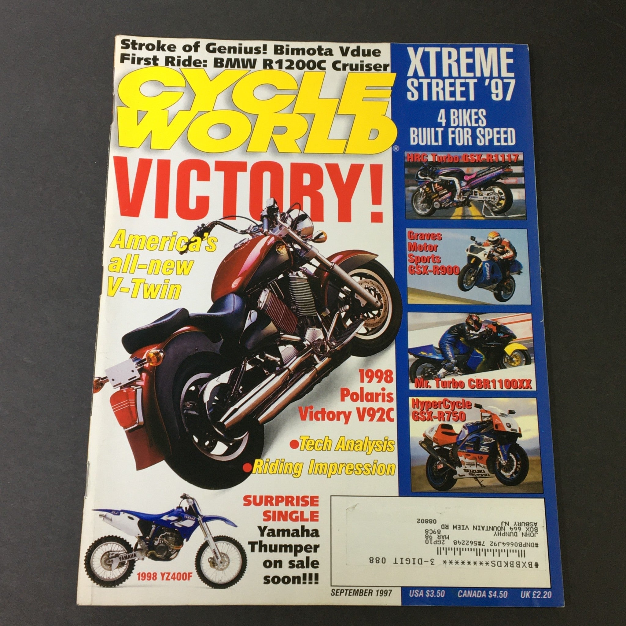 Cycle World Magazine September 1997 - HRC Turbo GSX-R1117 / Mr Turbo CBR1100XX