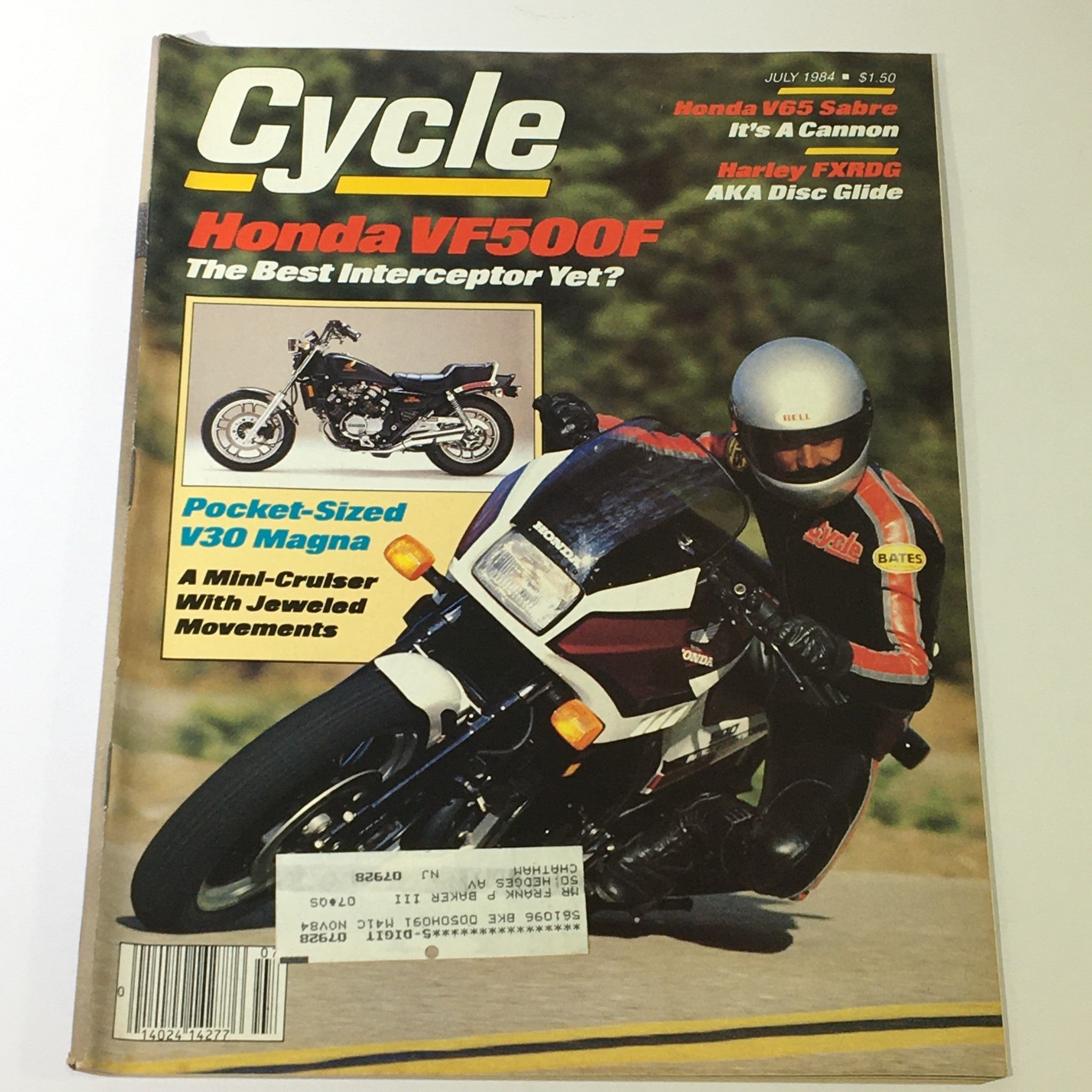 VTG Cycle Magazine July 1984 - Honda VF500F / Honda V65 Sabre / Harley FXRDG