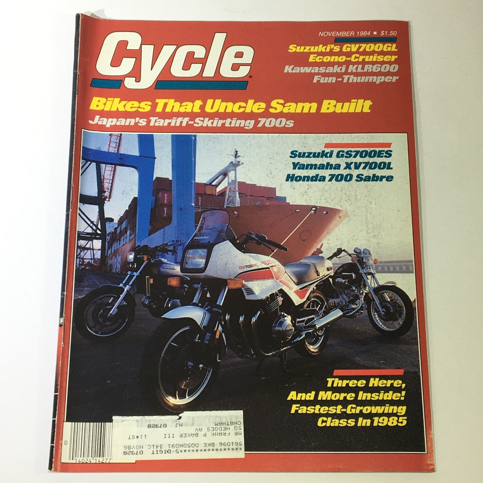 VTG Cycle Magazine November 1984 - Suzuki GV700GL EconoCruiser / Kawasaki KLR600