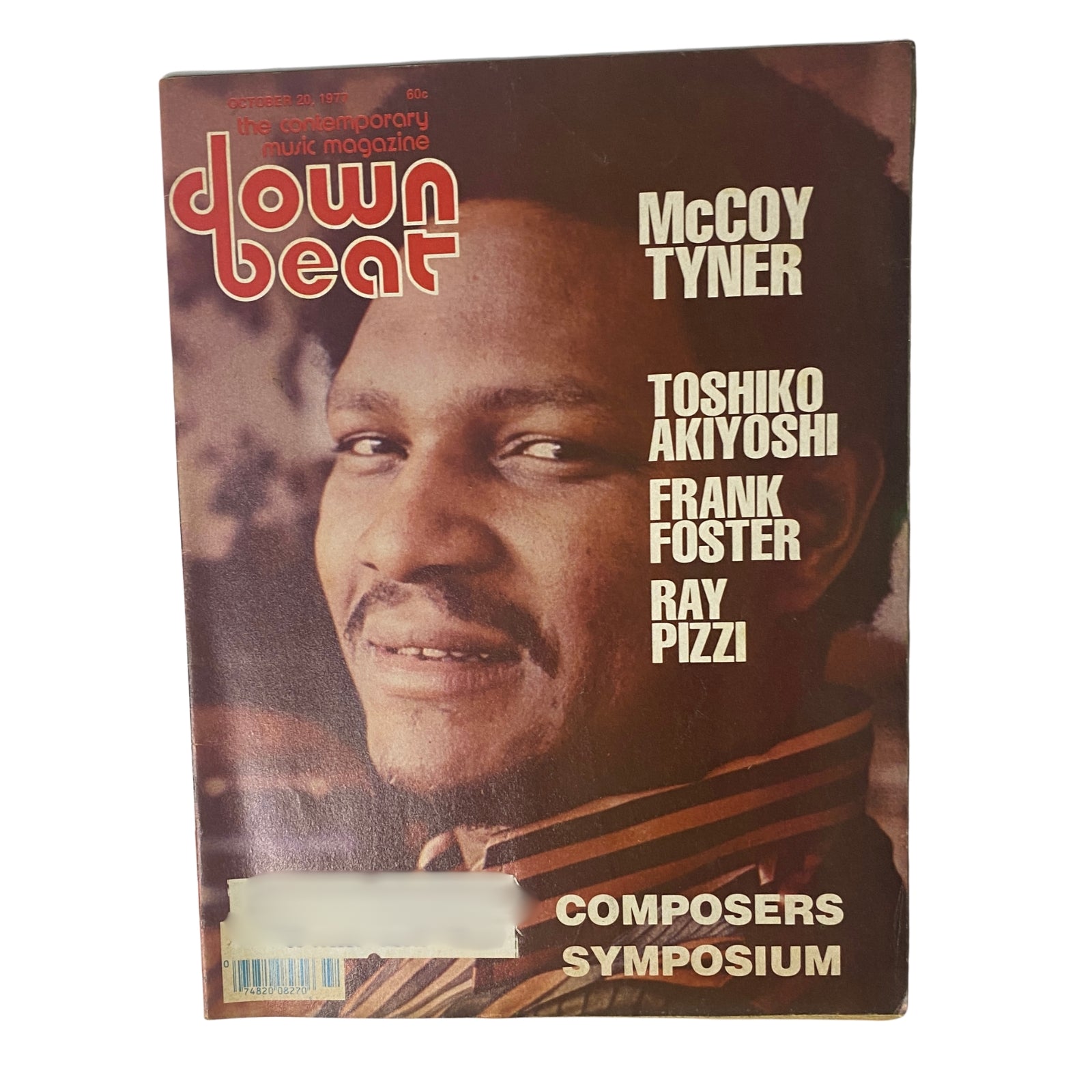 Cover of Down Beat Magazine from October 20, 1977 featuring McCoy Tyner, Toshiko Akiyoshi, Frank Foster, and Ray Pizzi, highlighting the Composers' Symposium.
