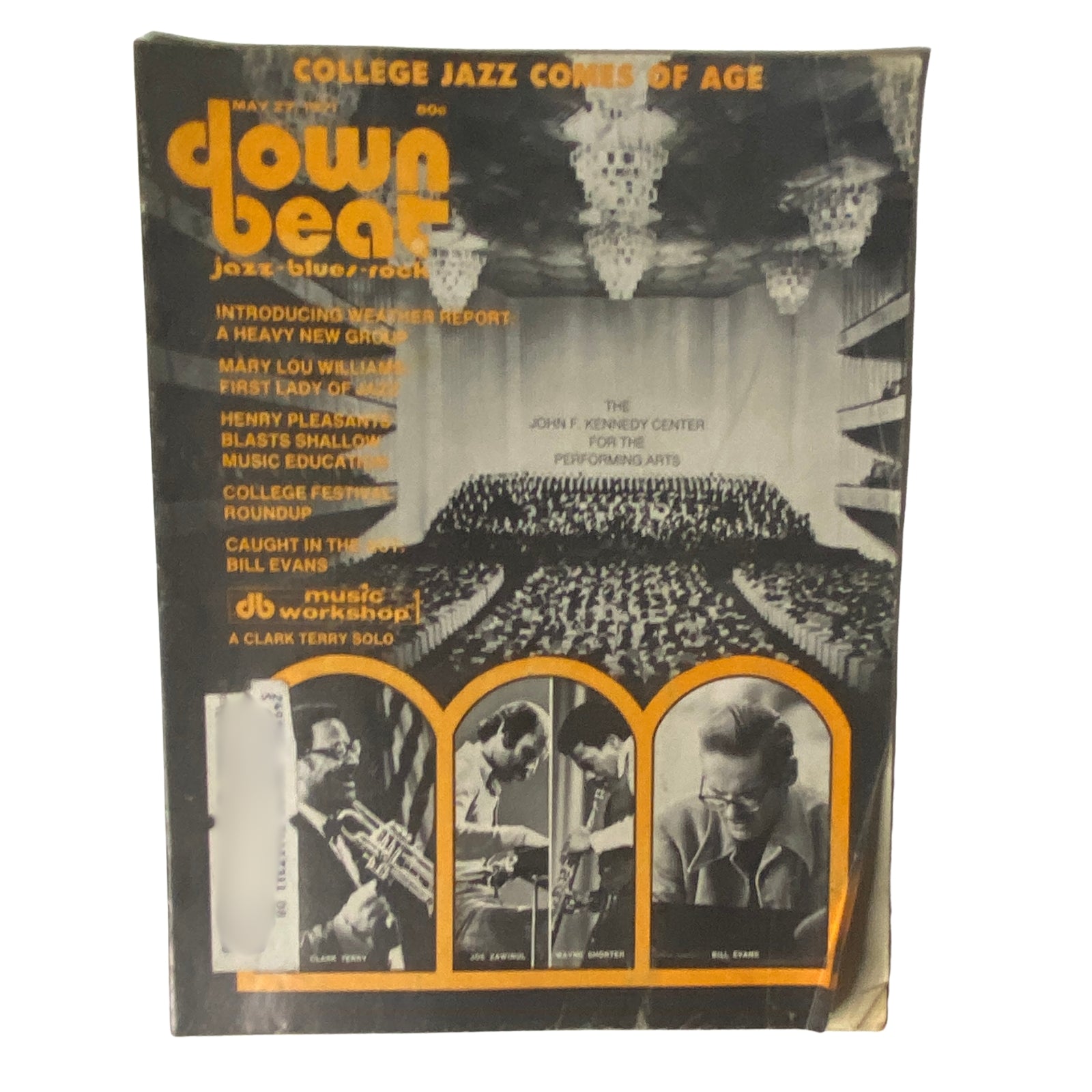 Cover of Down Beat Magazine, May 27, 1971, Vol 38 No. 11, featuring Mary Lou Williams and Charles Suber, with images from a jazz performance at the John F. Kennedy Center.
