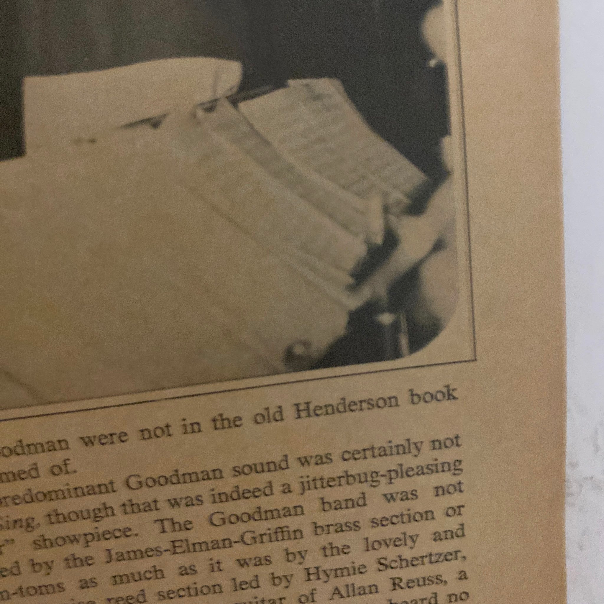 Interior page of Down Beat Magazine July 2, 1964 30th Anniversary Issue 1934-1964, featuring text about Benny Goodman and the history of jazz.