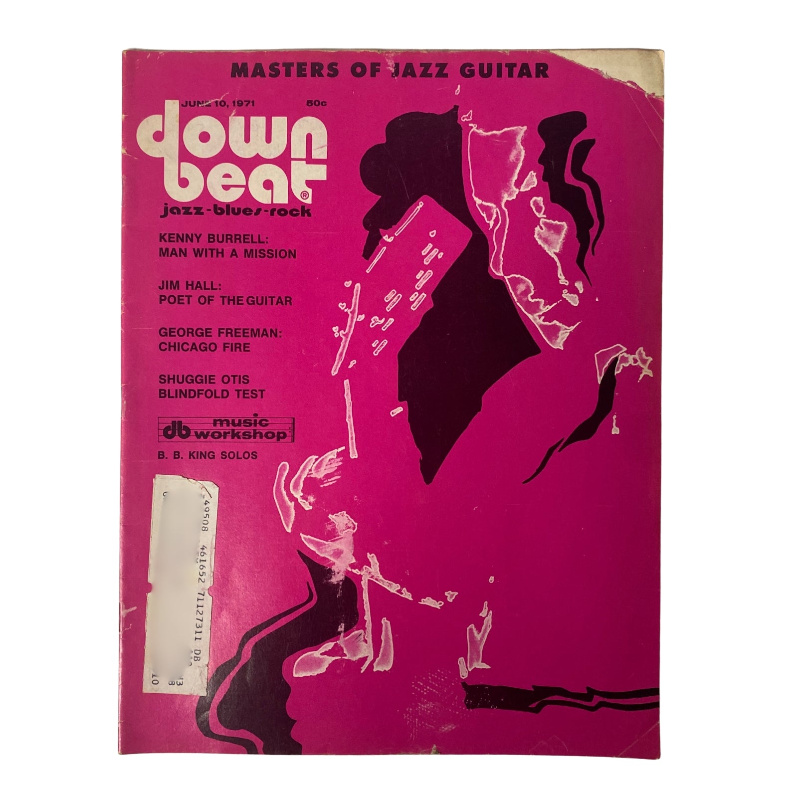 Down Beat Magazine June 10, 1971 featuring Kenny Burrell on the cover, highlighting jazz guitar with articles on Jim Hall and George Freeman, and including a Blindfold Test with Shuggie Otis.