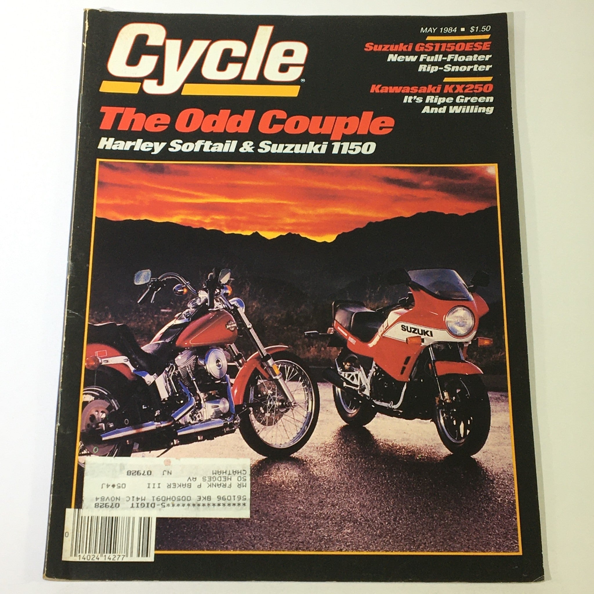 VTG Cycle Magazine May 1984 - Harley Softail & Suzuki 1150 / Kawasaki KX250